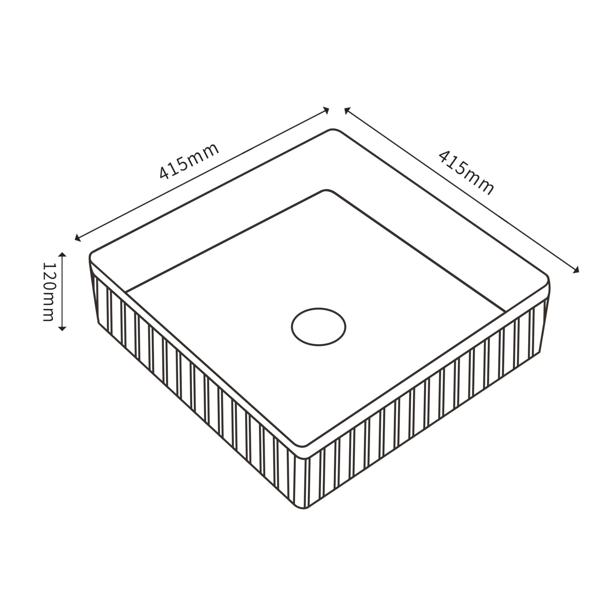 CETO CASCADE FLUTED SQUARE ABOVE COUNTER BASIN MATTE WHITE 415MM