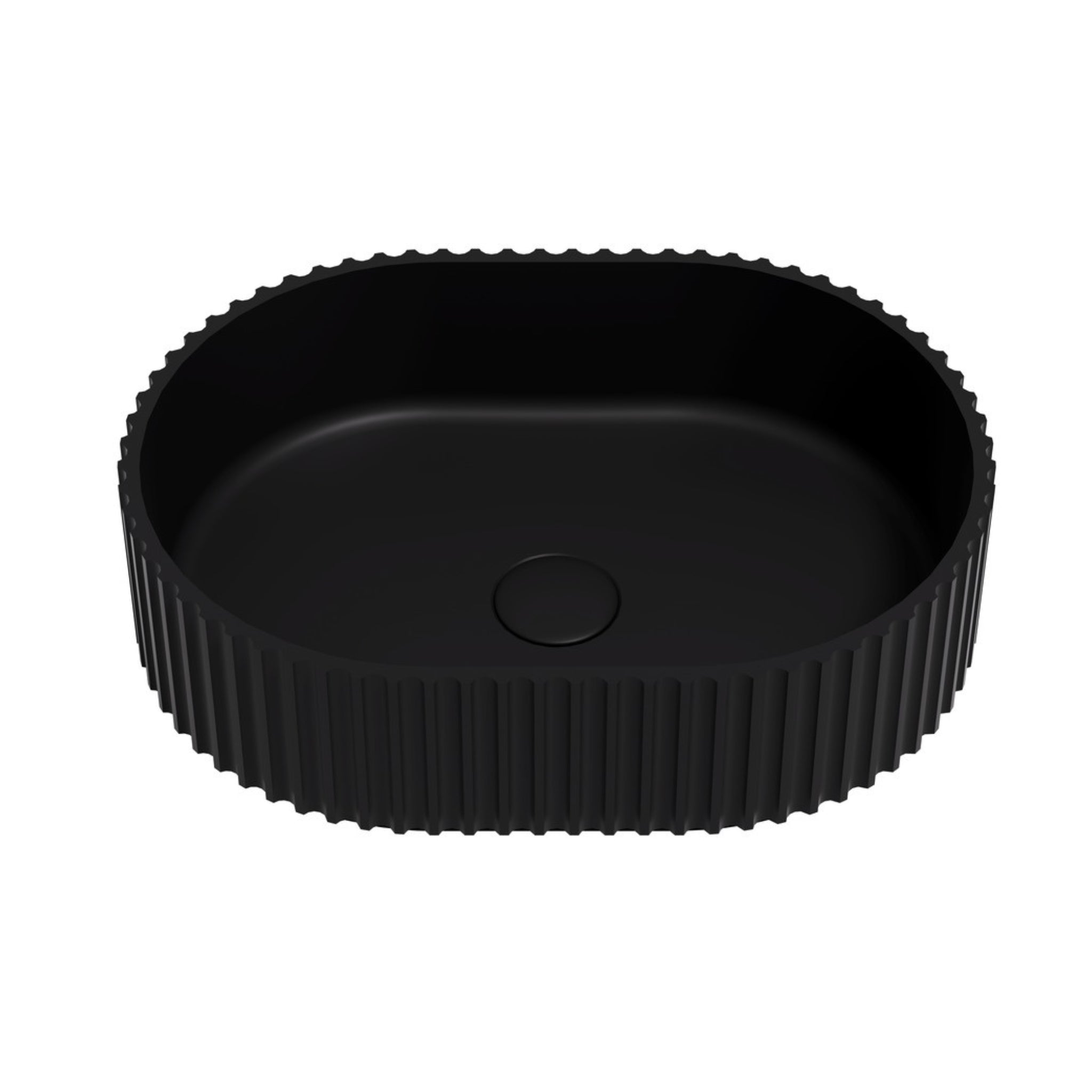 CETO ALLY FLUTED OVAL SHAPE ABOVE COUNTER BASIN MATTE BLACK 480MM