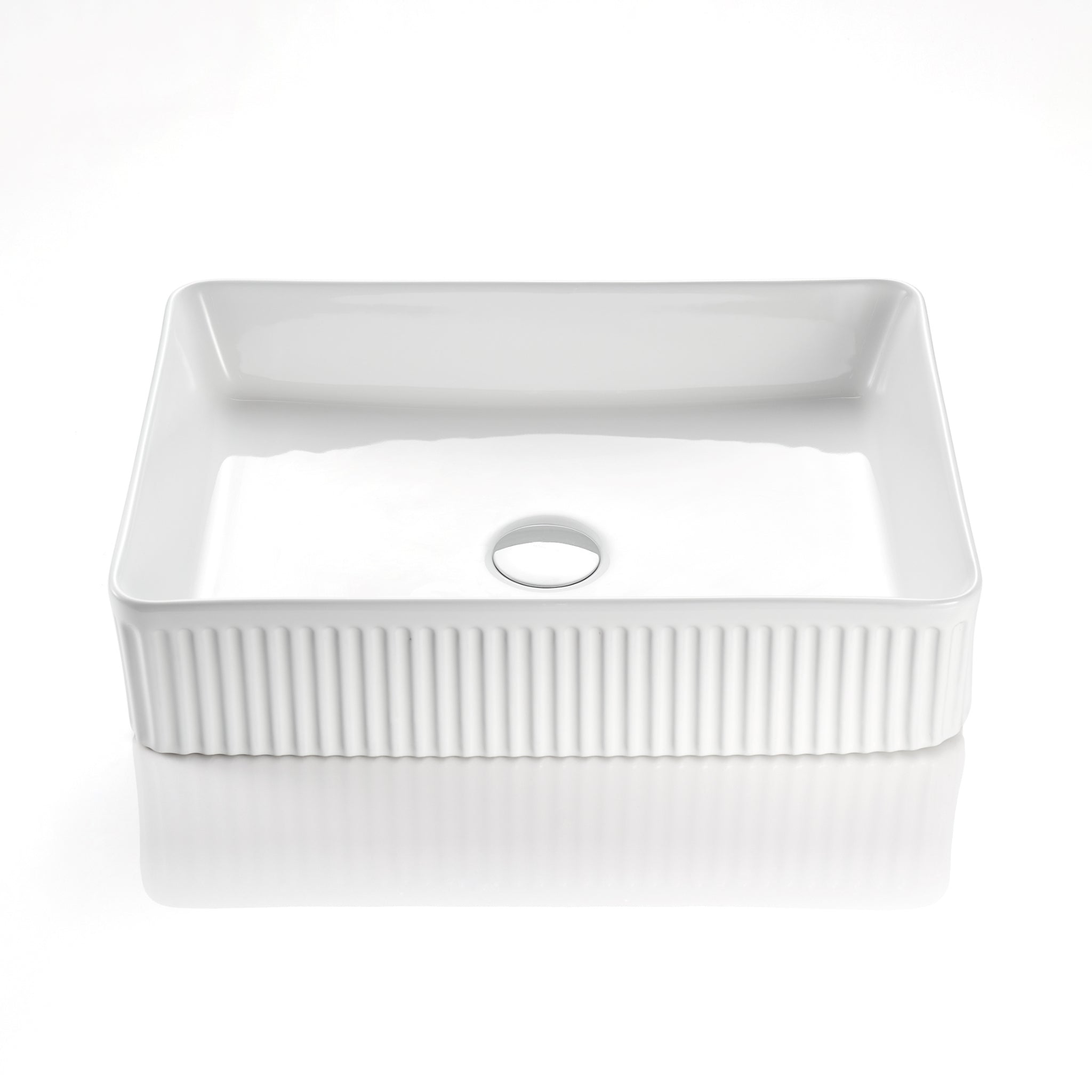 CETO CASCADE FLUTED RECTANGULAR ABOVE COUNTER BASIN GLOSS WHITE 380MM