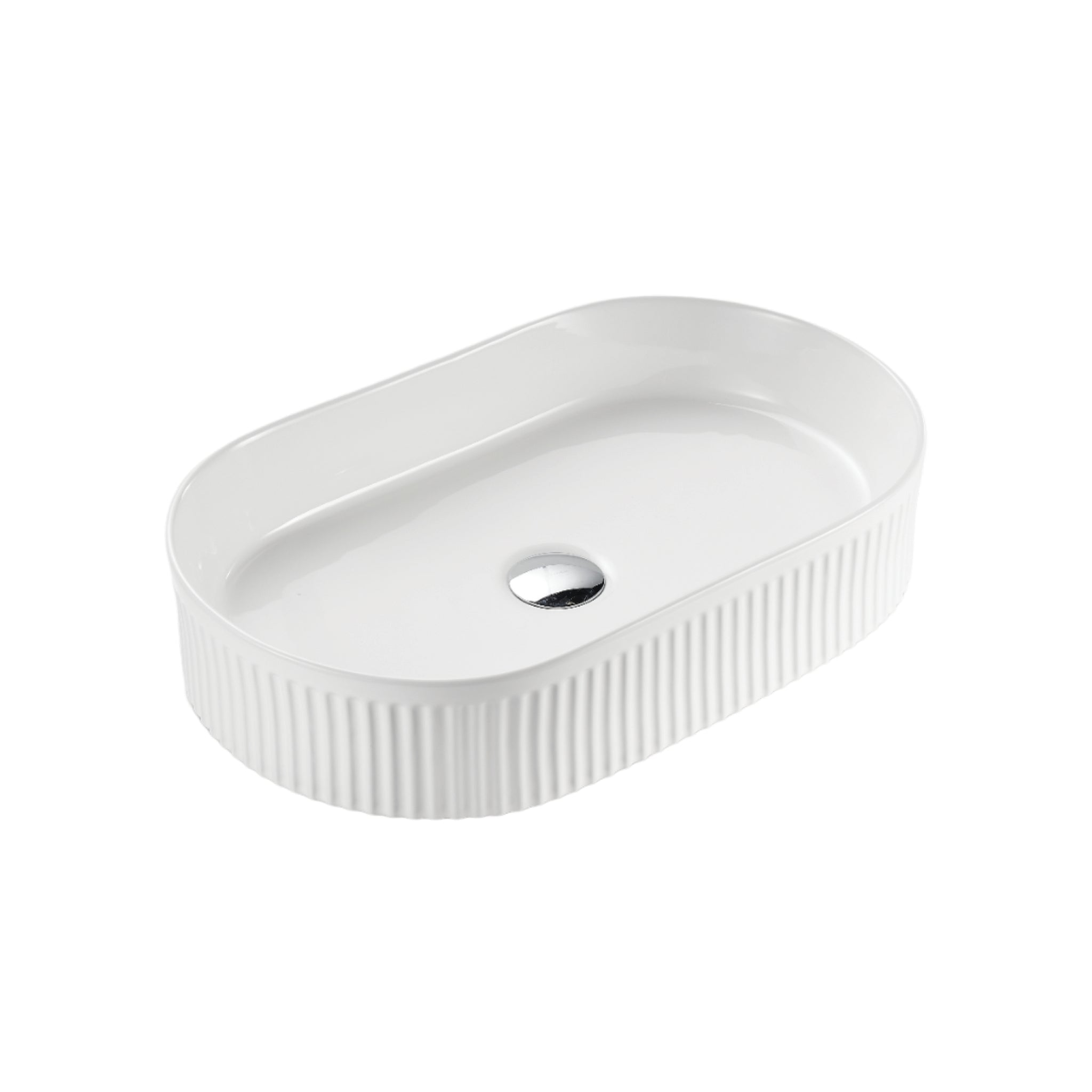 CETO CASCADE FLUTED OVAL ABOVE COUNTER BASIN MATTE WHITE 360MM