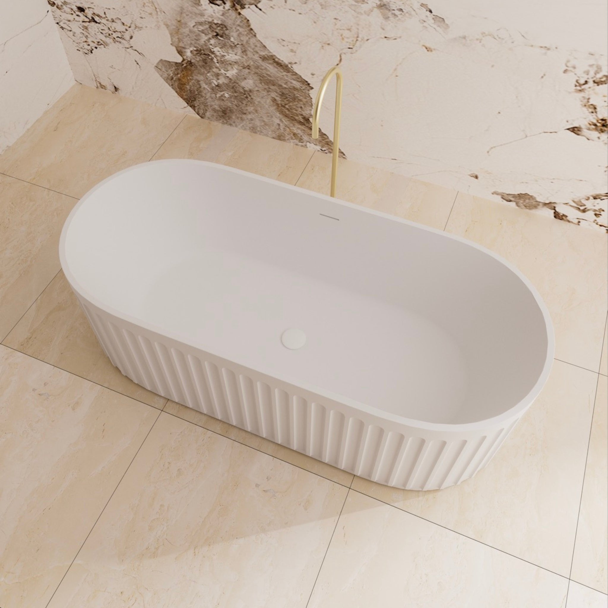 CETO CASCADE FREESTANDING BATHTUB MATTE WHITE 1700MM