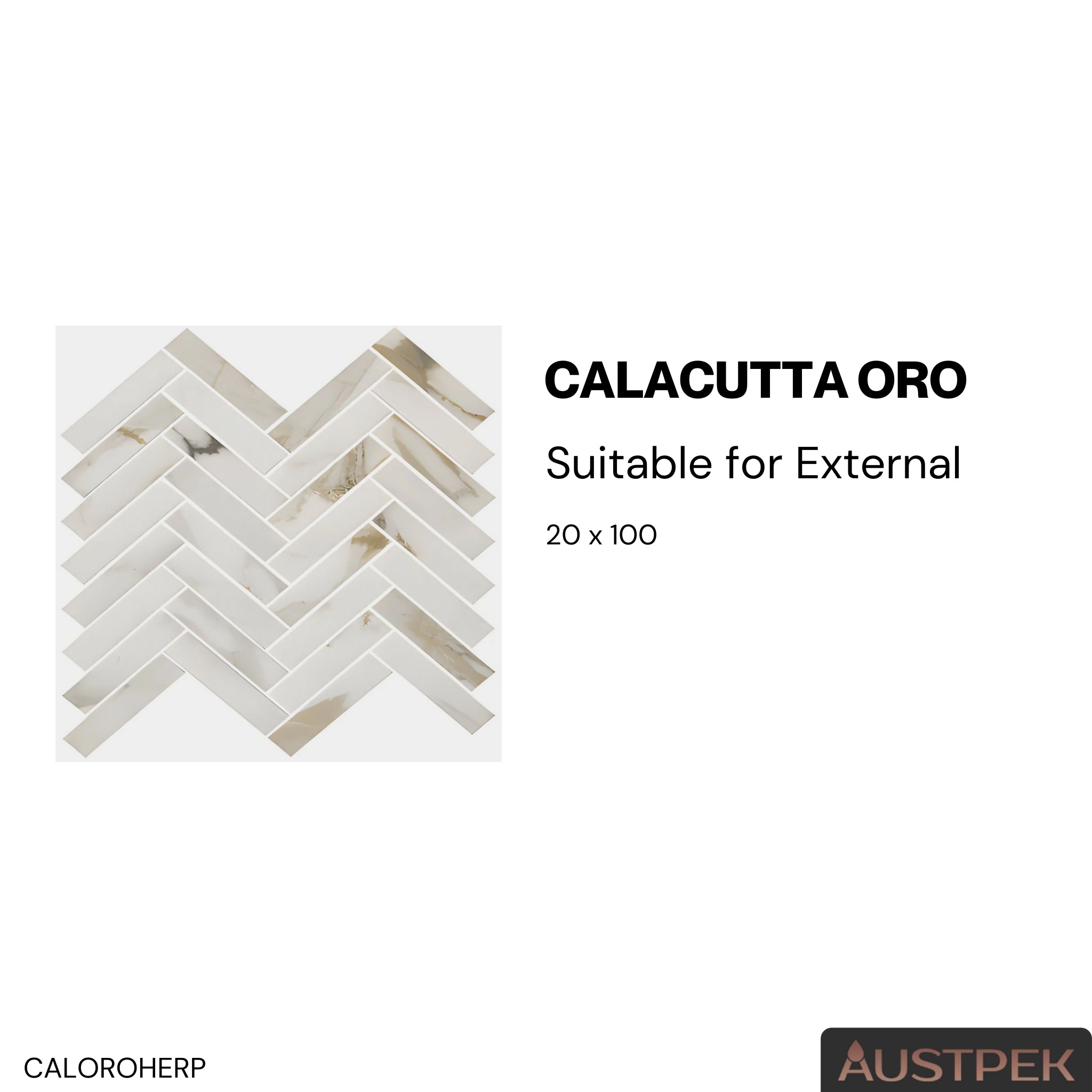 ELITE CALACUTTA ORO POLISHED 287X281MM HERRINGBONE MOSAIC TILE (PER BOX)