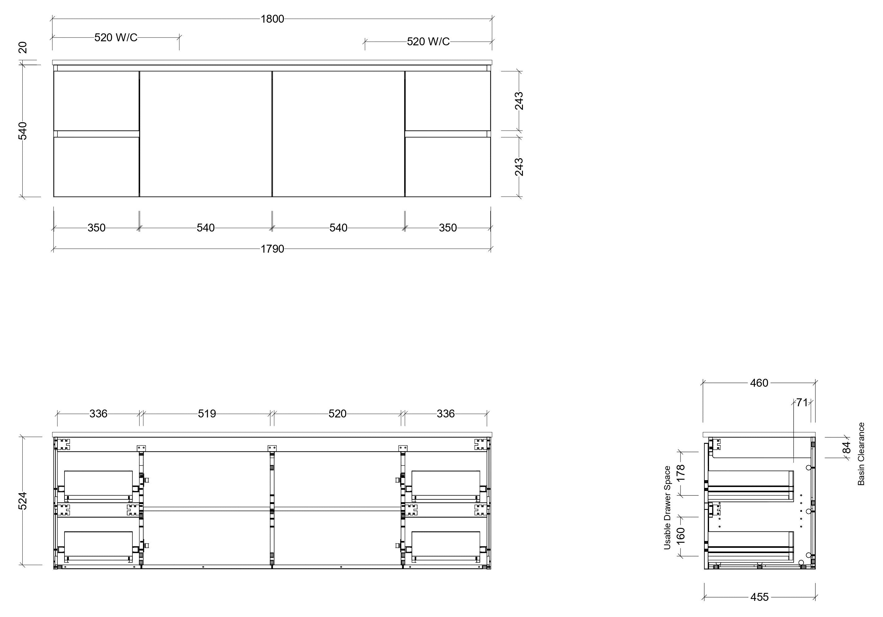 TIMBERLINE CARLO CUSTOM WALL HUNG VANITY (ALL SIZING)