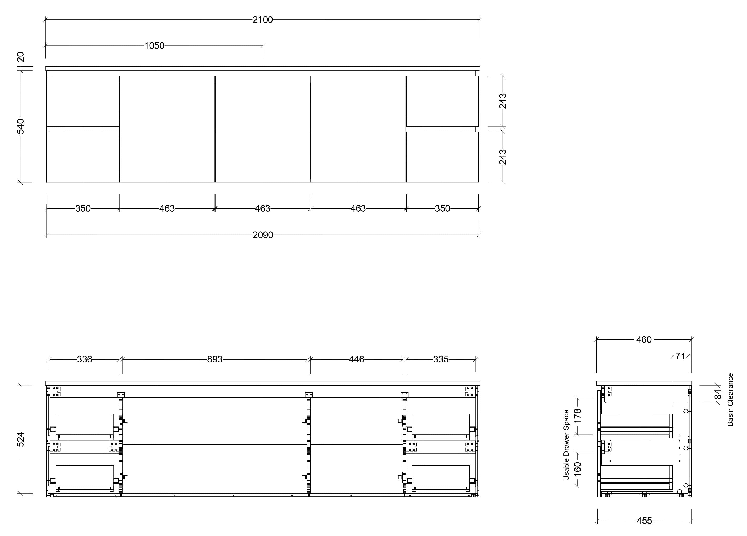 TIMBERLINE CARLO CUSTOM WALL HUNG VANITY (ALL SIZING)