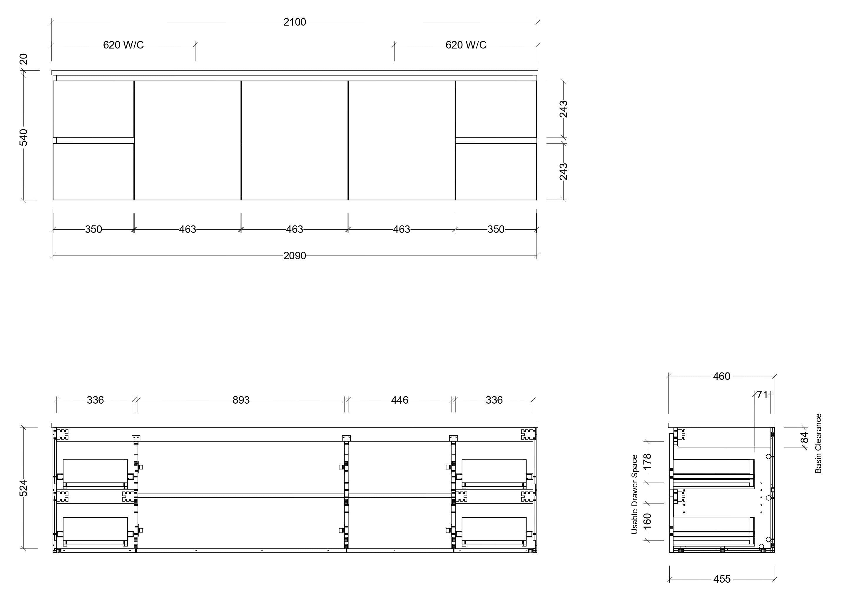 TIMBERLINE CARLO CUSTOM WALL HUNG VANITY (ALL SIZING)