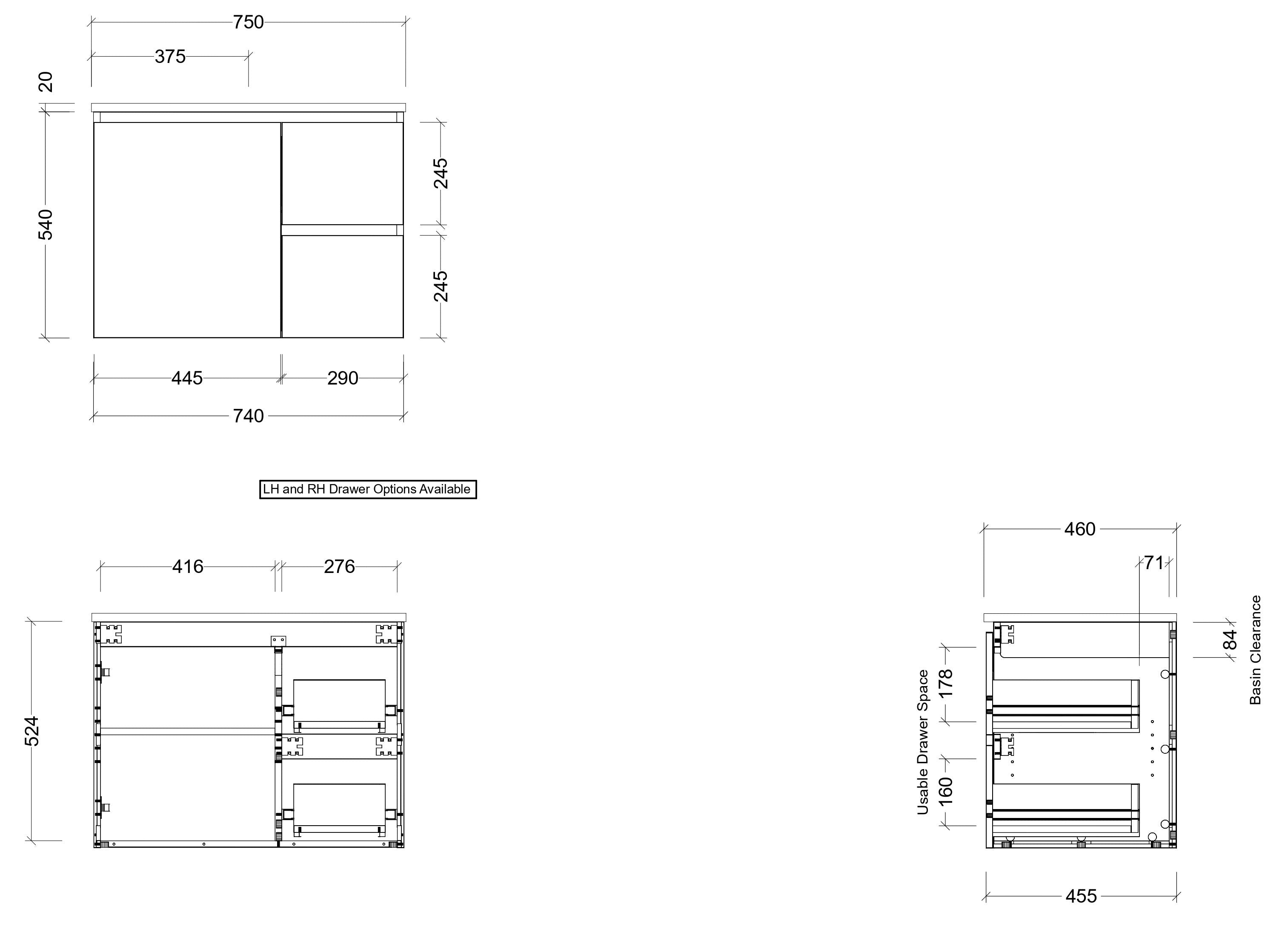 TIMBERLINE CARLO CUSTOM WALL HUNG VANITY (ALL SIZING)