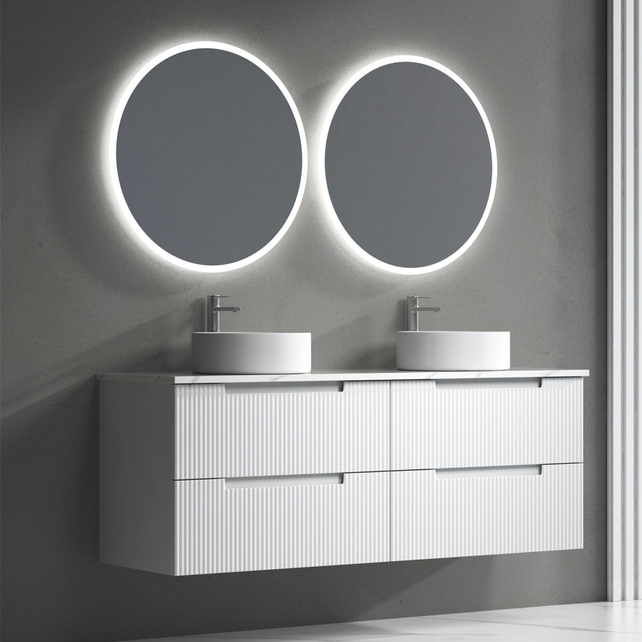 AULIC VERONA MARK II MATTE WHITE 1500MM DOUBLE BOWL WALL HUNG VANITY