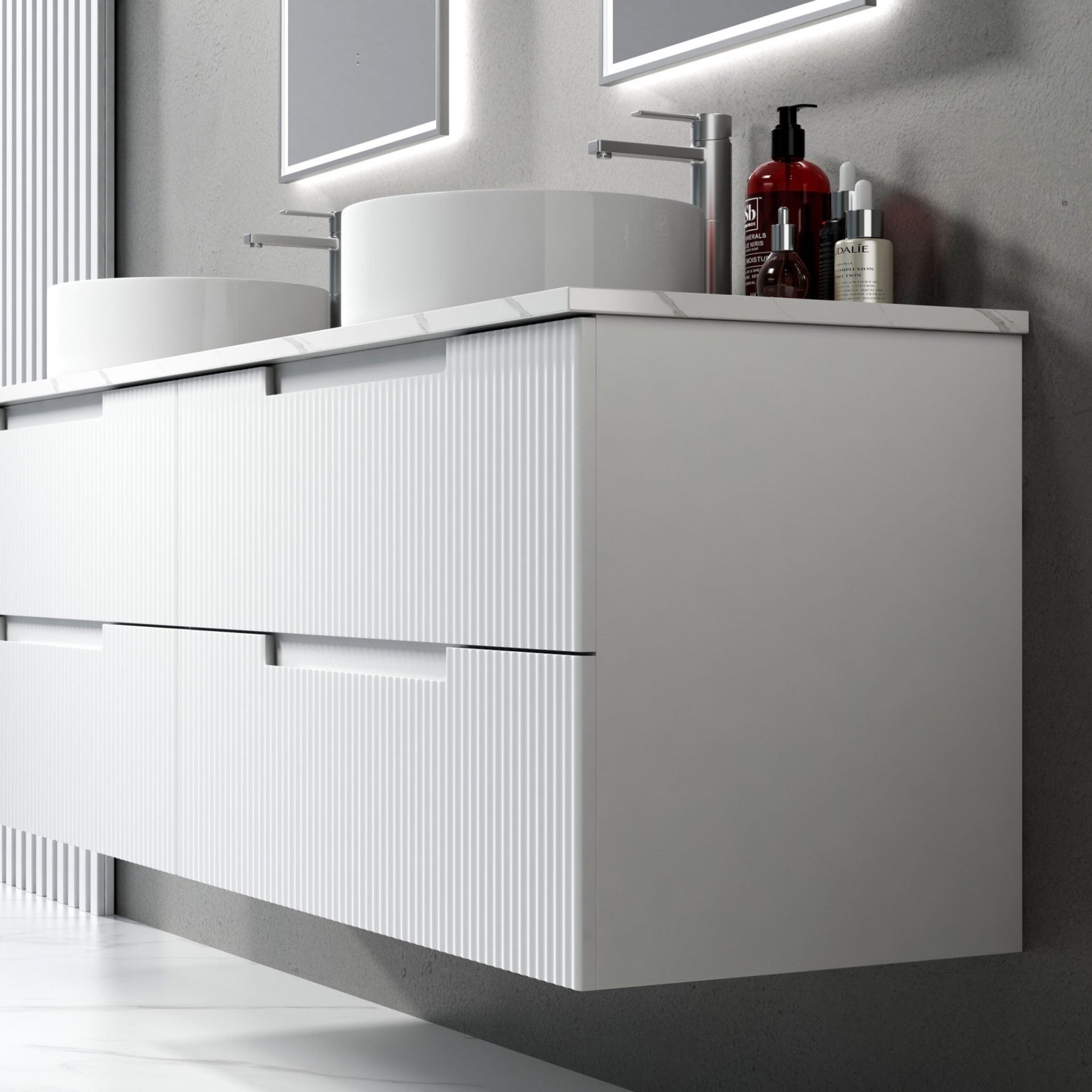 AULIC VERONA MARK II MATTE WHITE 1800MM DOUBLE BOWL WALL HUNG VANITY