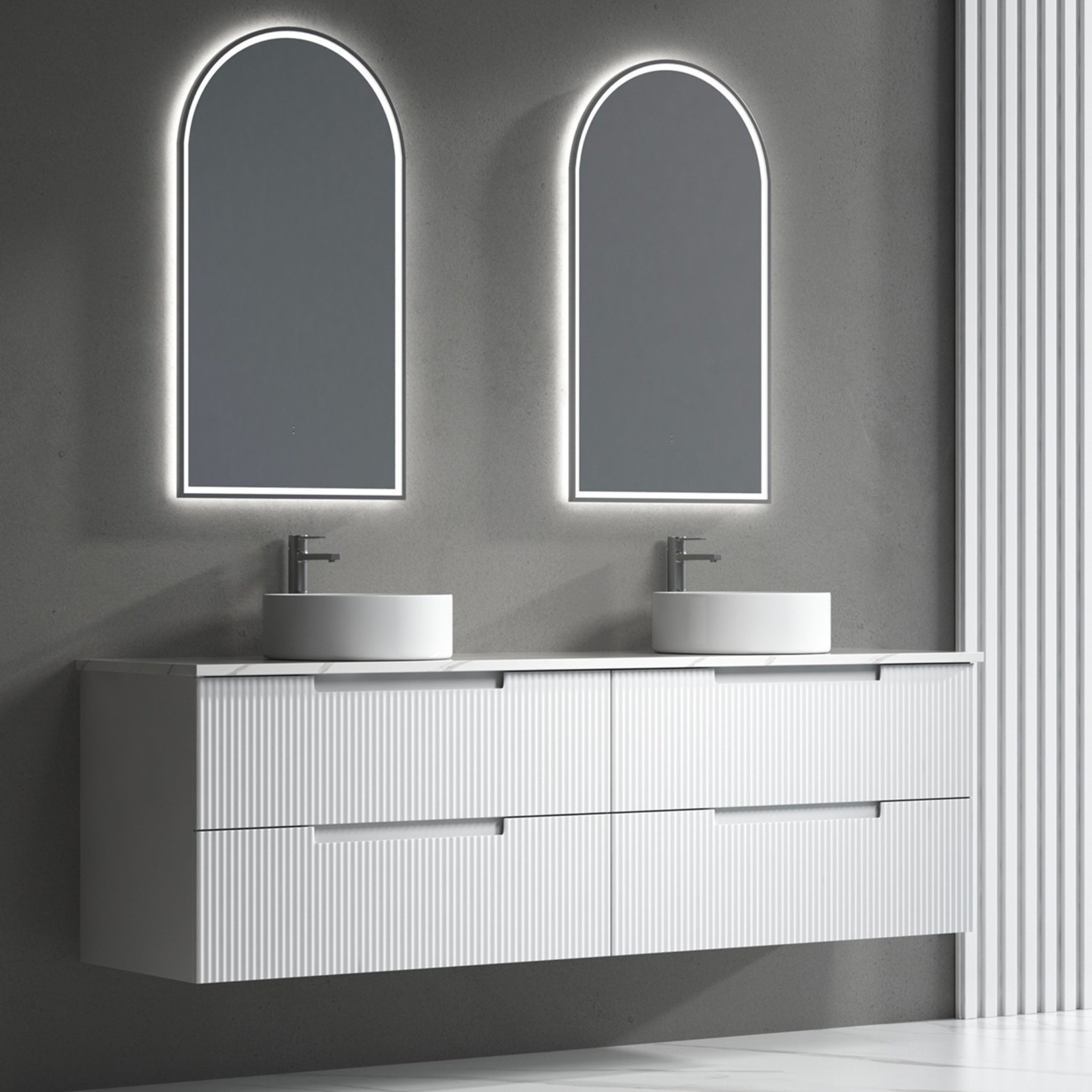 AULIC VERONA MARK II MATTE WHITE 1800MM DOUBLE BOWL WALL HUNG VANITY