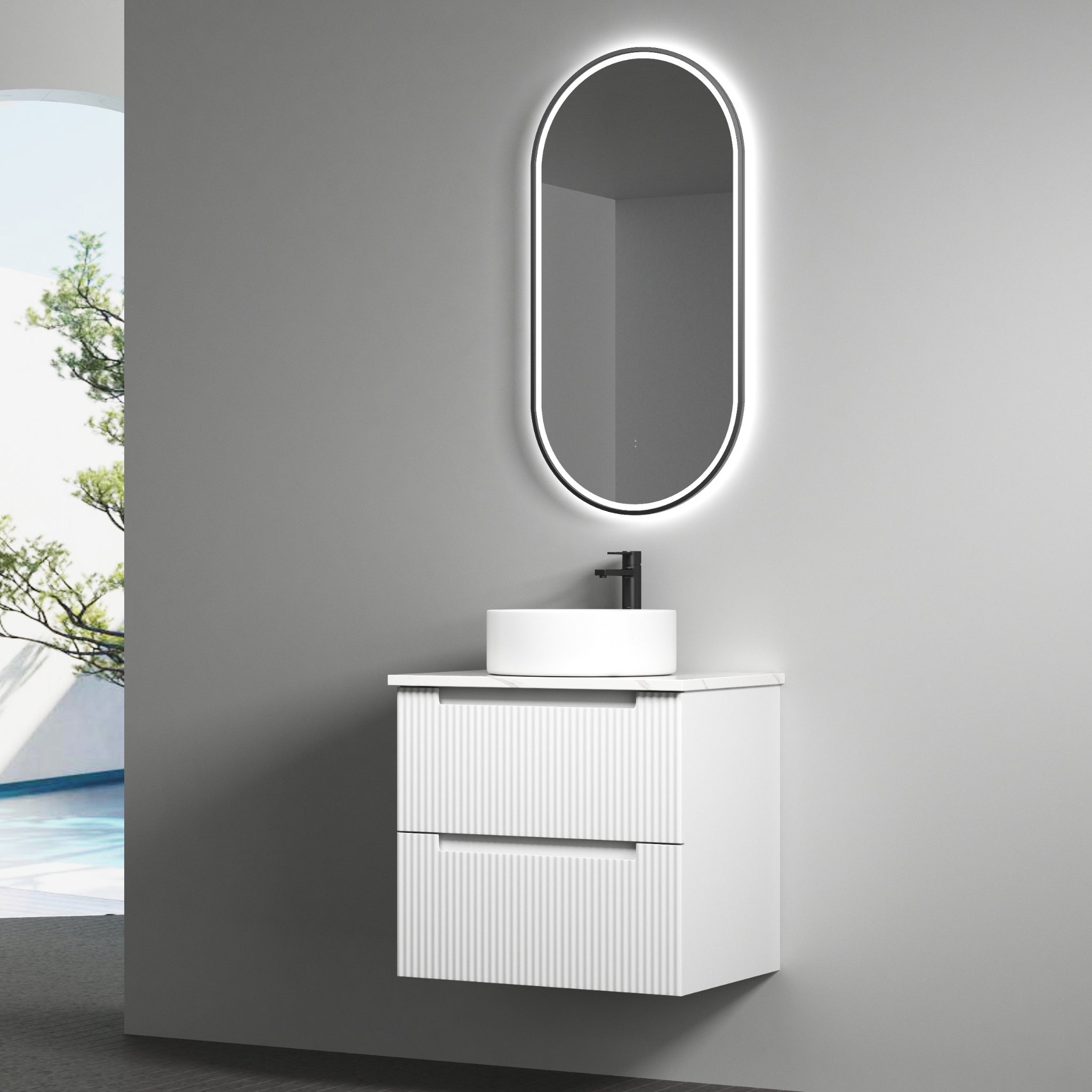 AULIC VERONA MARK II MATTE WHITE 600MM SINGLE BOWL WALL HUNG VANITY