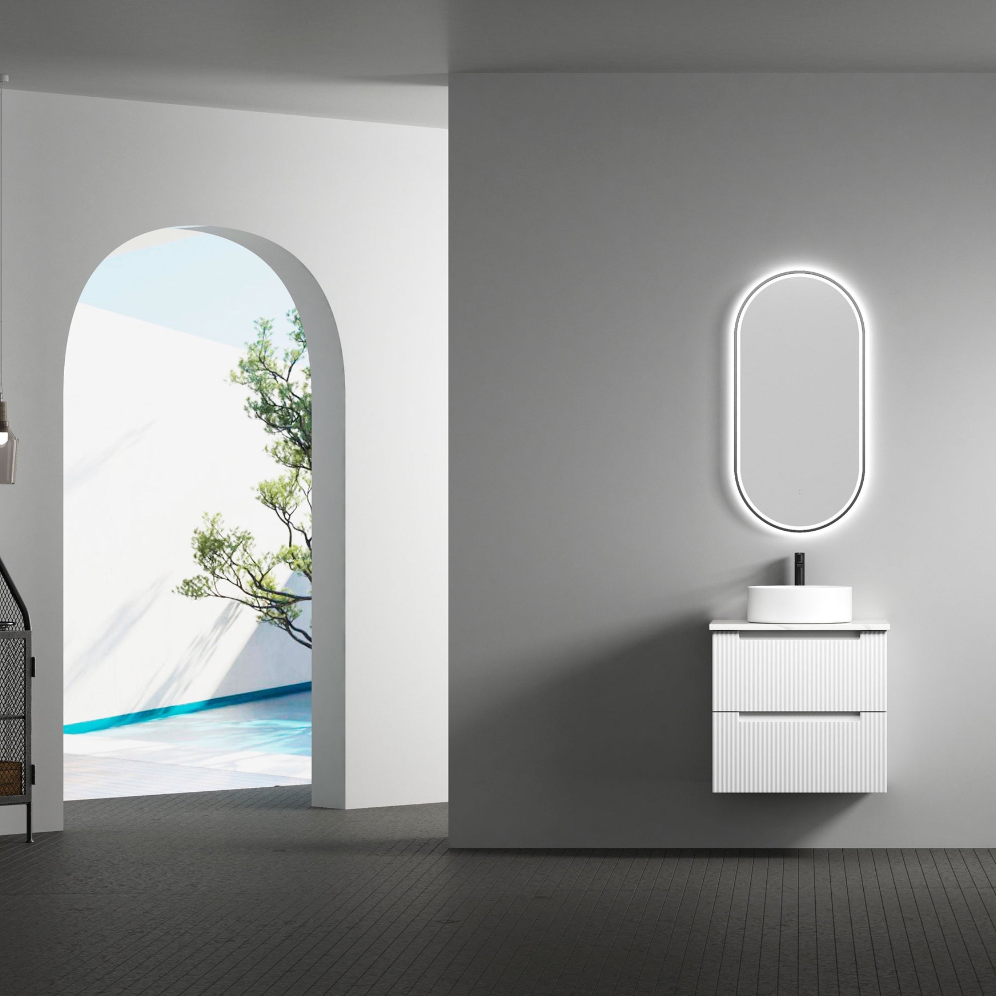 AULIC VERONA MARK II MATTE WHITE 600MM SINGLE BOWL WALL HUNG VANITY