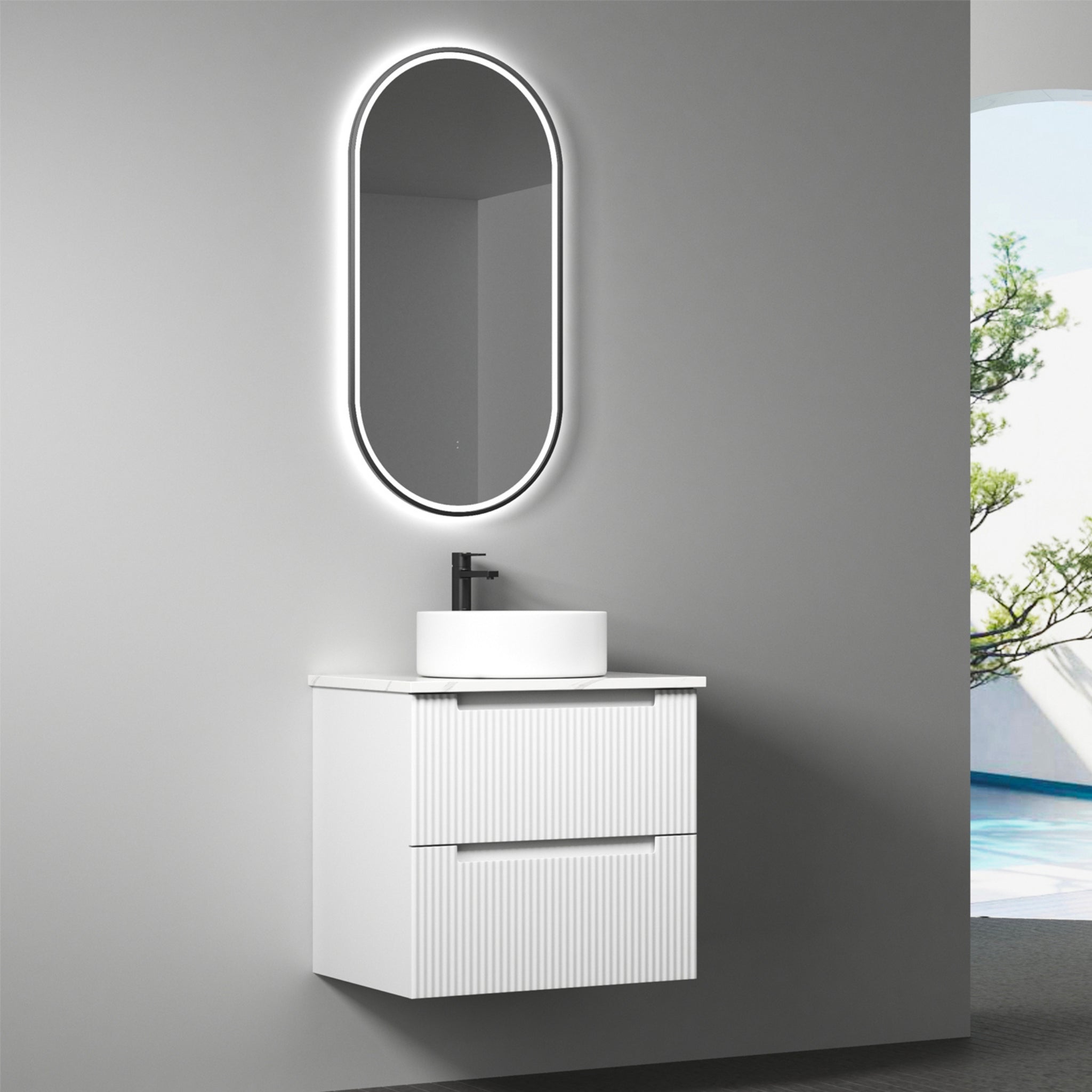 AULIC VERONA MARK II MATTE WHITE 600MM SINGLE BOWL WALL HUNG VANITY