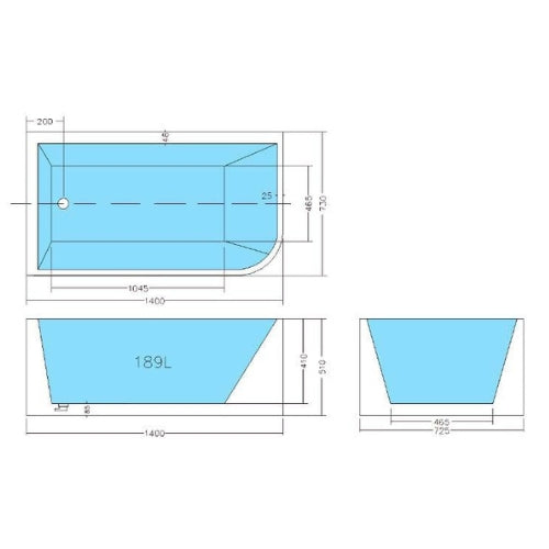 POSEIDON LEFT CORNER MULTI-FIT BATHTUB GLOSS WHITE (AVAILABLE IN 1400MM, 1500MM AND 1700MM)