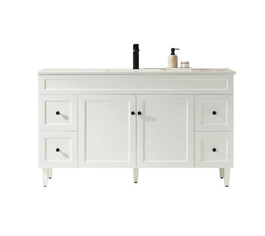 CETO HARRINGTON MATTE WHITE 1500MM SINGLE BOWL FLOOR STANDING VANITY