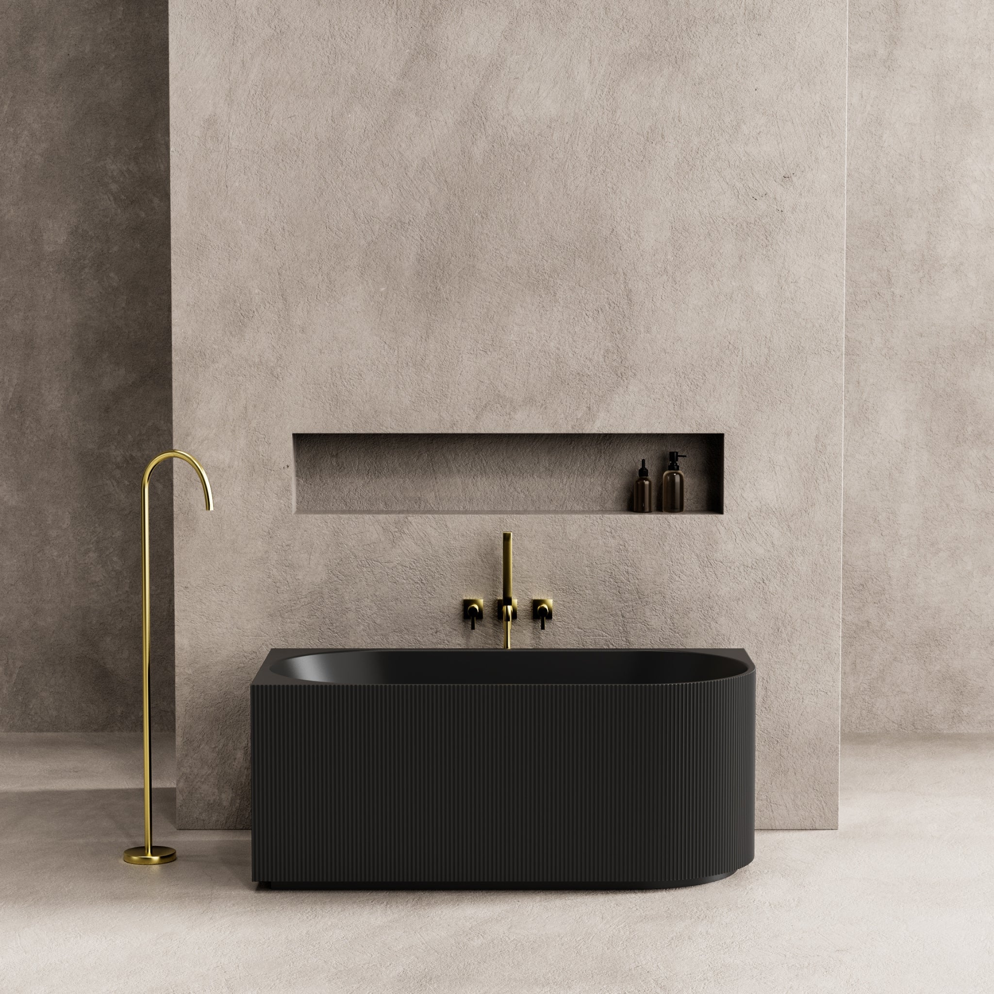 CETO CAPRI FREESTANDING LEFT CORNER BATHTUB MATTE BLACK (AVAILABLE IN 1500MM AND 1700MM)