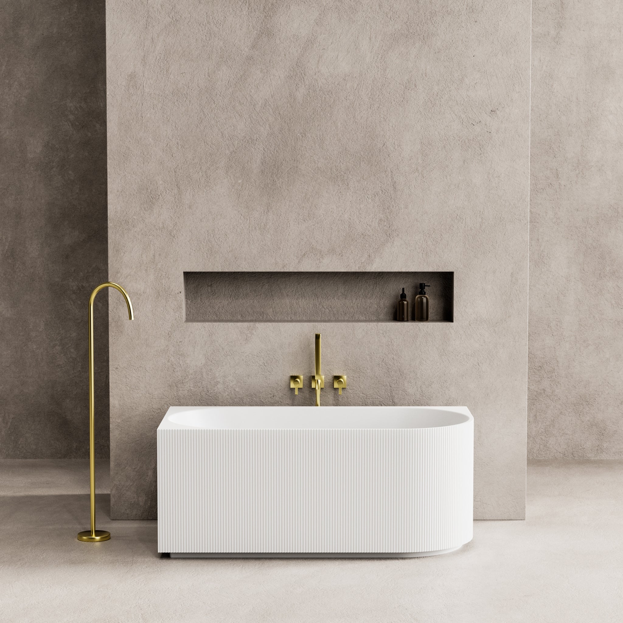 CETO CAPRI FREESTANDING LEFT CORNER BATHTUB MATTE WHITE (AVAILABLE IN 1500MM AND 1700MM)