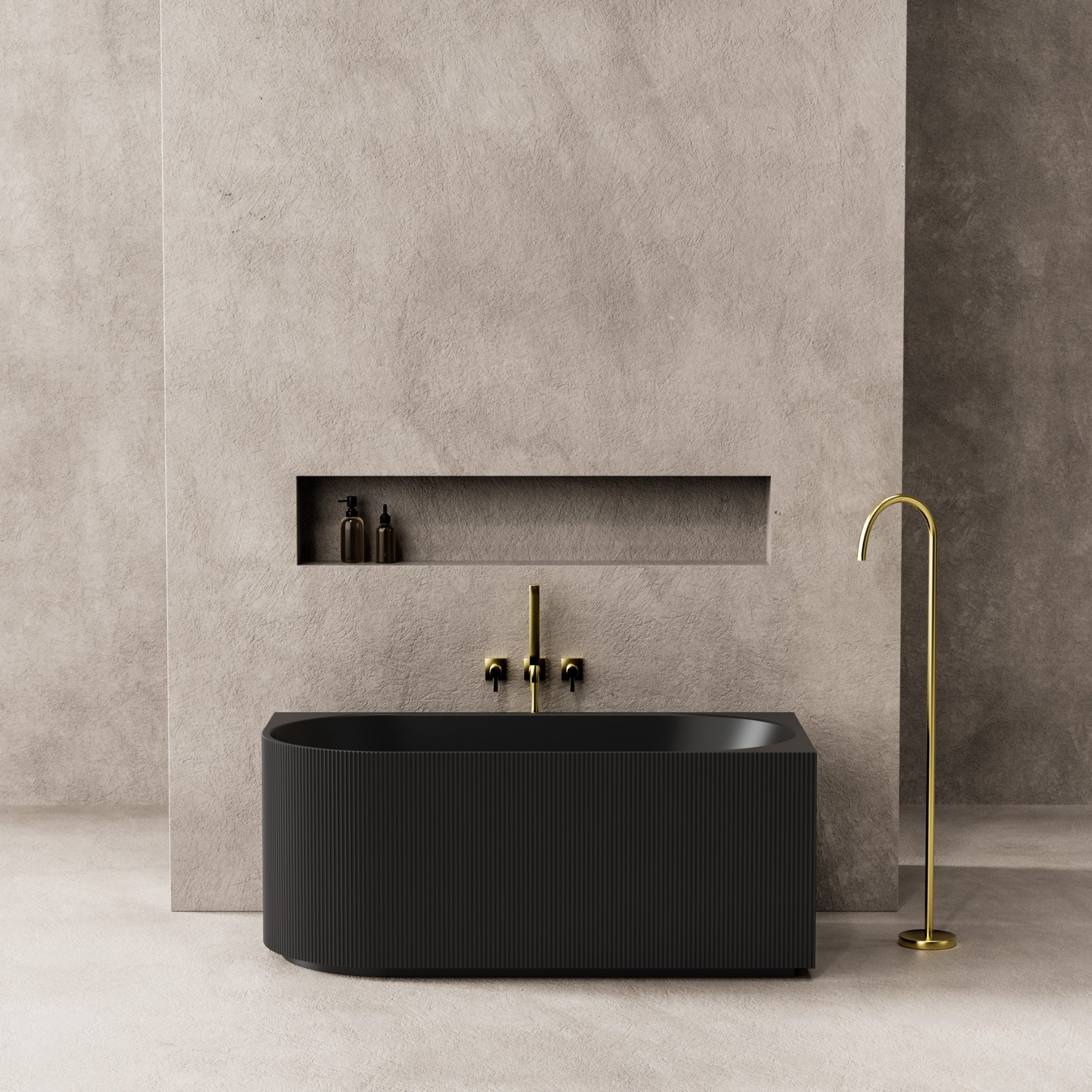 CETO CAPRI FREESTANDING RIGHT CORNER BATHTUB MATTE BLACK (AVAILABLE IN 1500MM AND 1700MM)