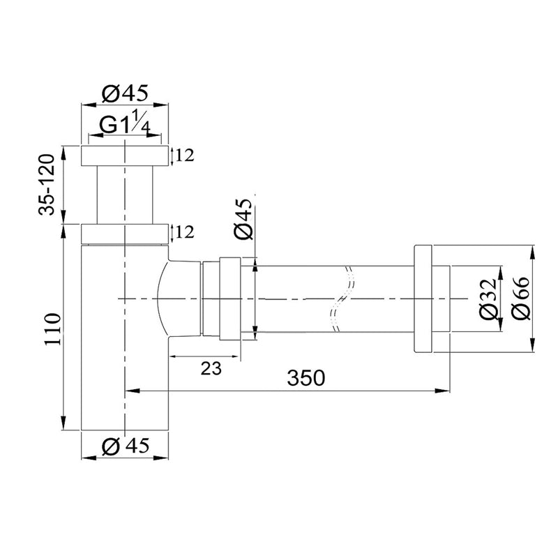 AQUAPERLA BOTTLE TRAP 110MM BRUSHED NICKEL