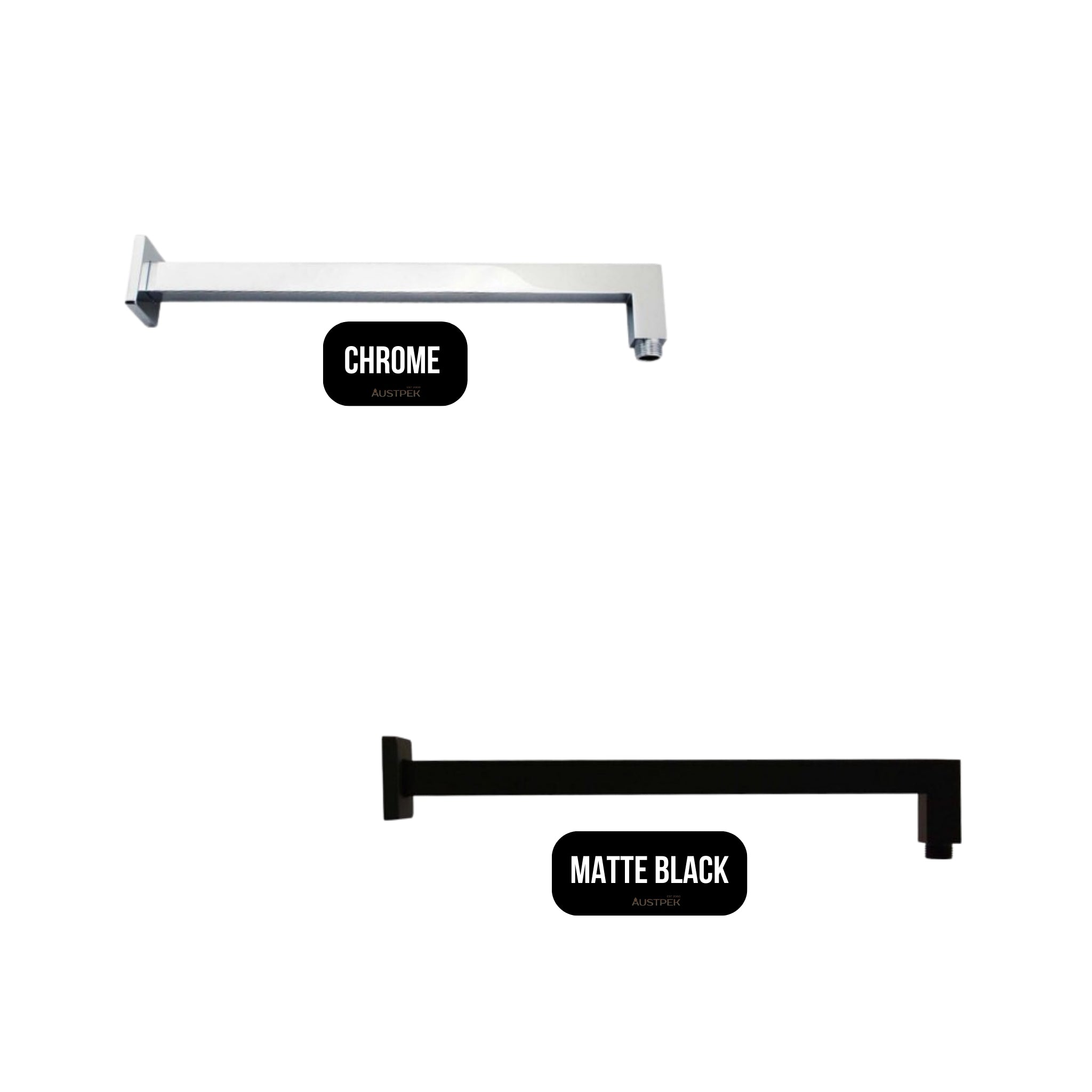 AQUAPERLA SQUARE STRAIGHT WALL SHOWER ARM 400MM CHROME