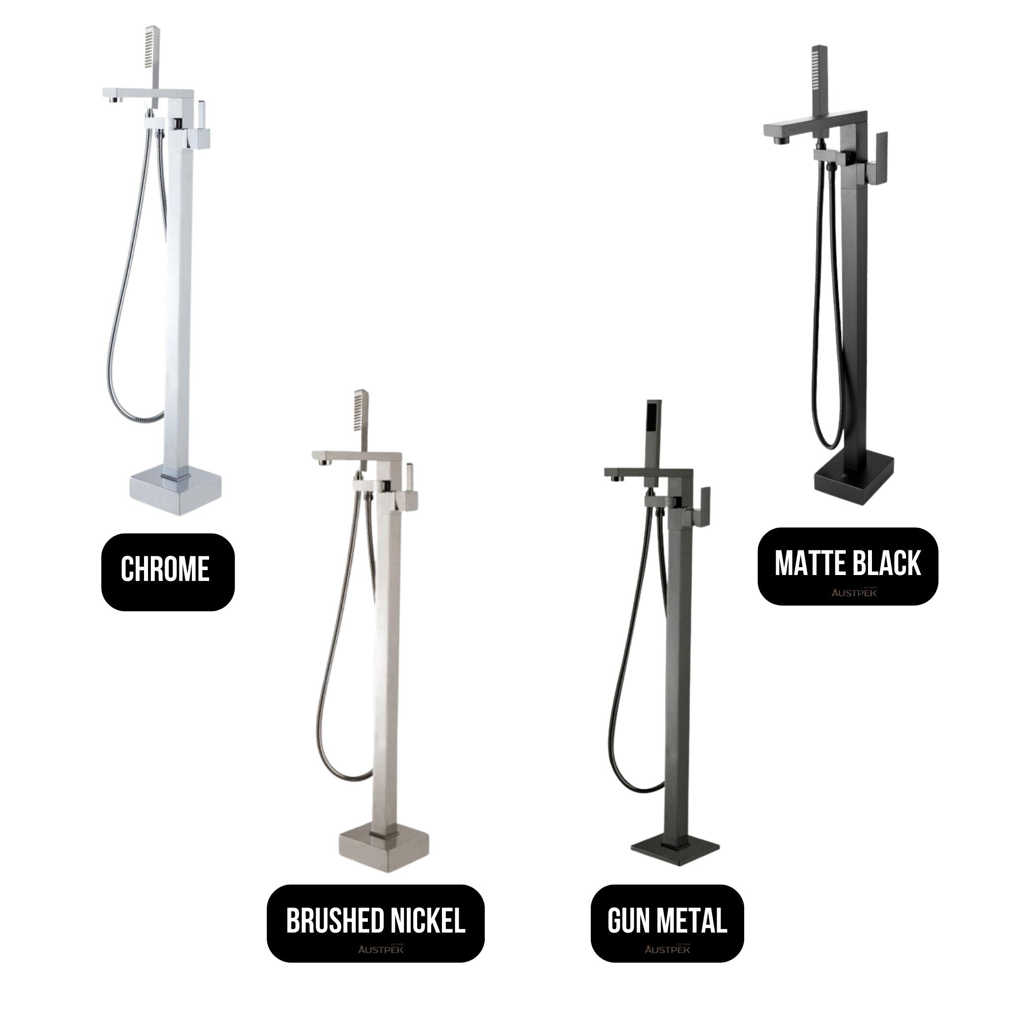 AQUAPERLA FREESTANDING TAP WITH HAND HELD SHOWER 1055MM CHROME