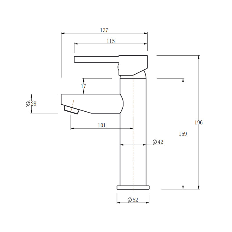 AQUAPERLA LUCID PIN BASIN MIXER 196MM CHROME