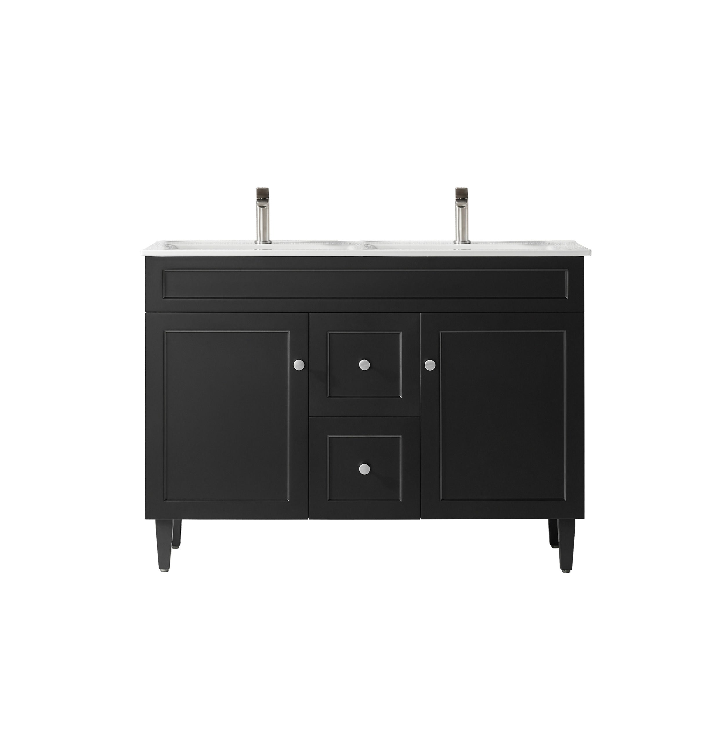 CETO HARRINGTON MATTE BLACK 1200MM DOUBLE BOWL FLOOR STANDING VANITY