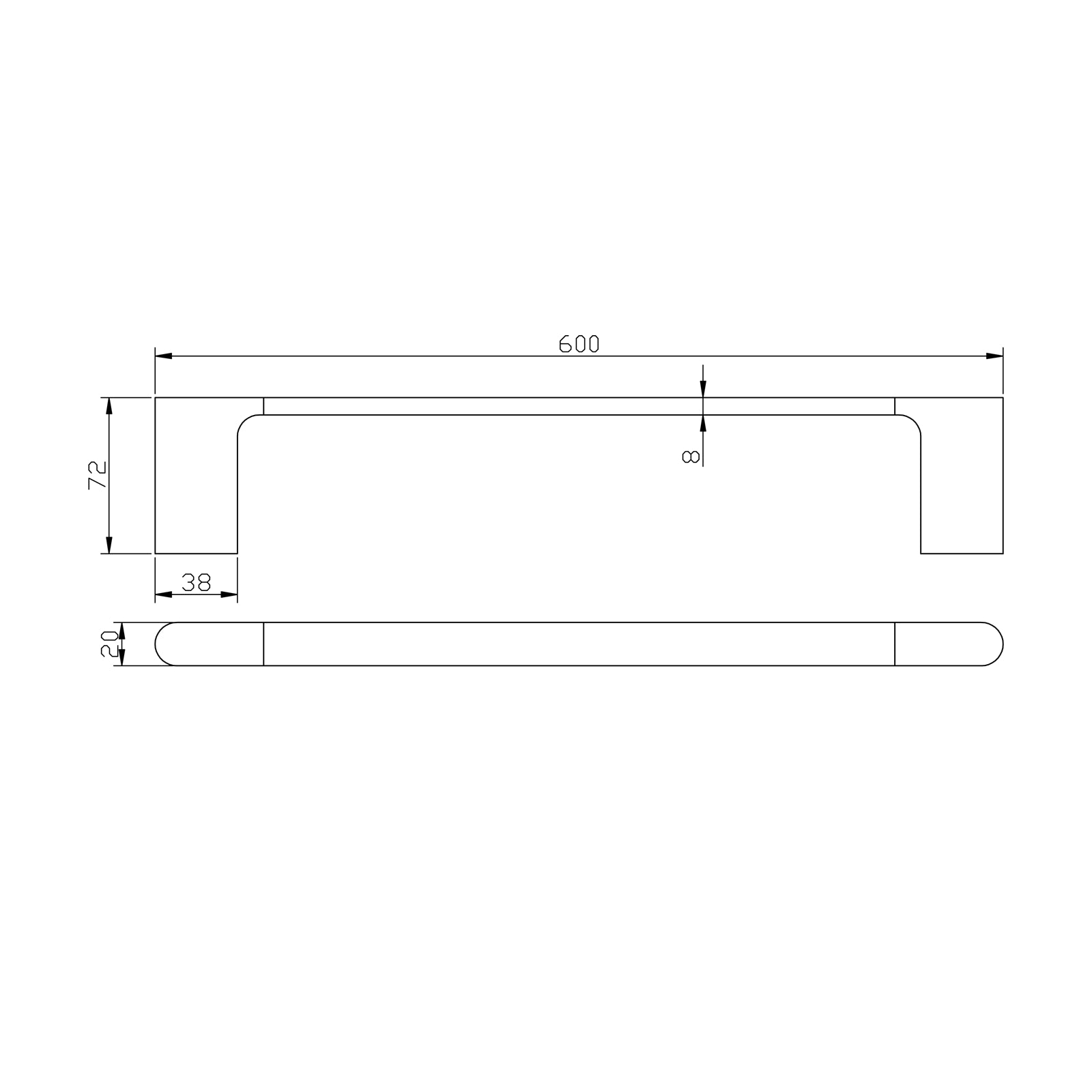 AQUAPERLA VOG SINGLE TOWEL RAIL 600MM BRUSHED BRASS