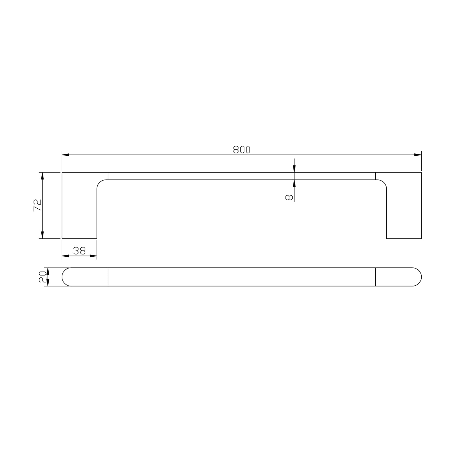 AQUAPERLA VOG SINGLE TOWEL RAIL BLACK (AVAILABLE IN 600MM AND 800MM)