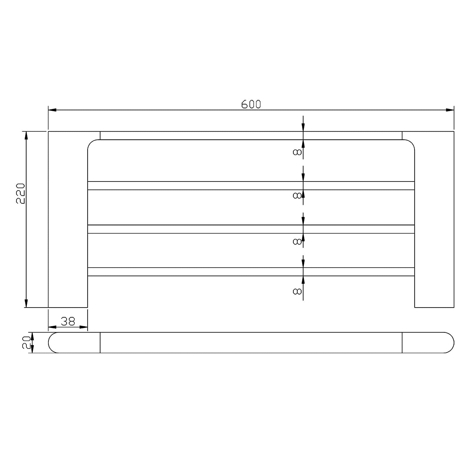 AQUAPERLA VOG TOWEL RACK 600MM CHROME