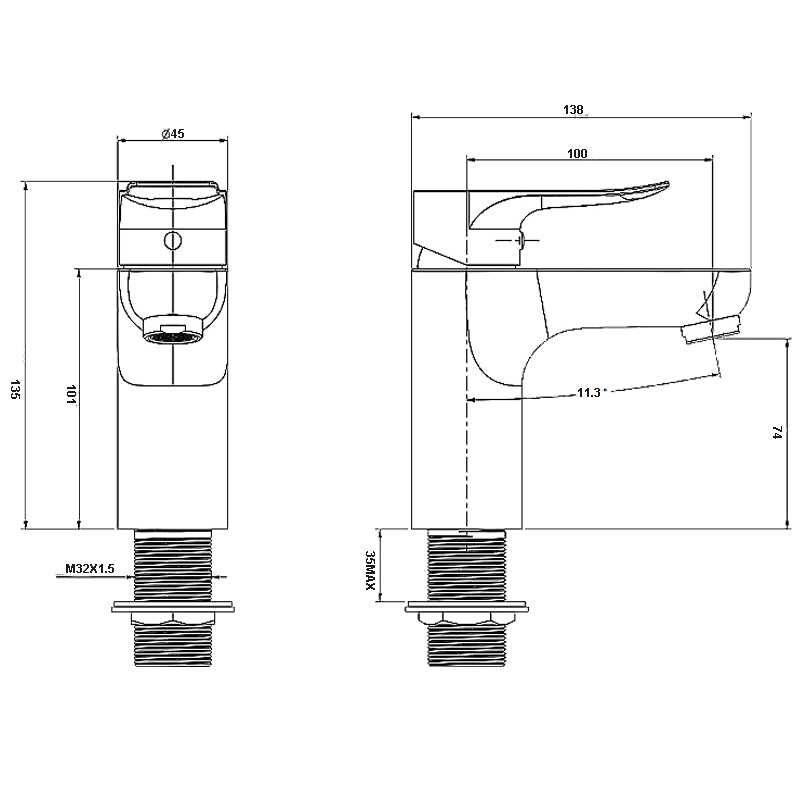 AQUAPERLA BASIN MIXER 135M CHROME