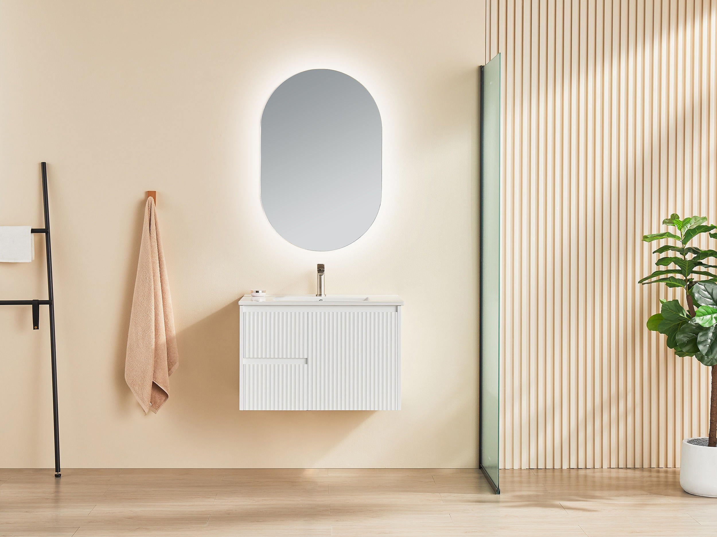 CETO BRINDABELLA MATTE WHITE 750MM SINGLE BOWL WALL HUNG VANITY (AVAILABLE IN LEFT HAND DRAWER AND RIGHT HAND DRAWER)