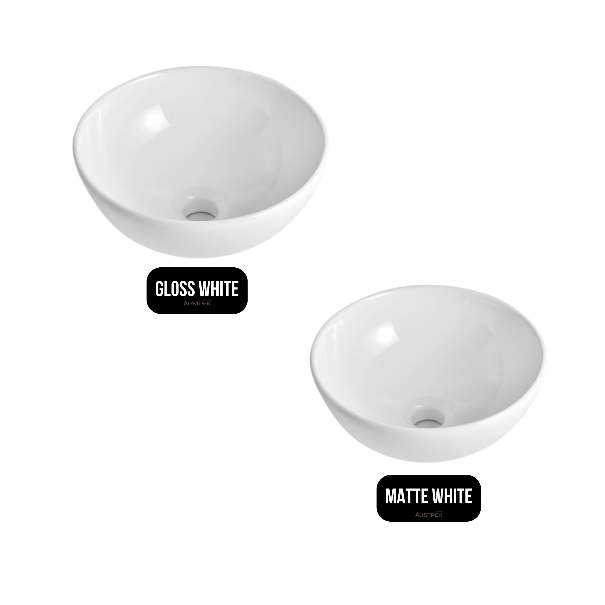 AQUAPERLA CERAMIC ROUND ABOVE COUNTER BASIN MATTE WHITE 330MM