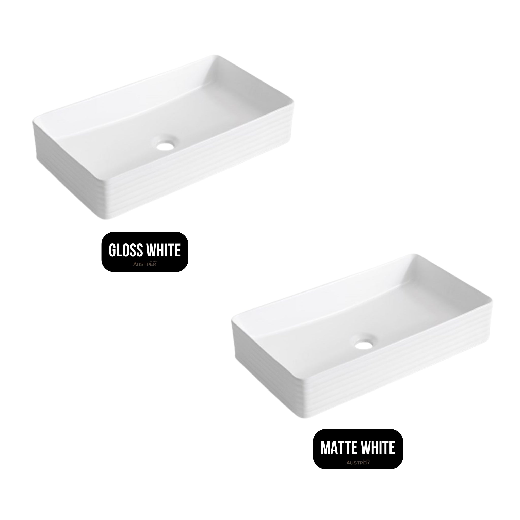 AQUAPERLA FLUTED ABOVE COUNTER BASIN GLOSS WHITE 600MM