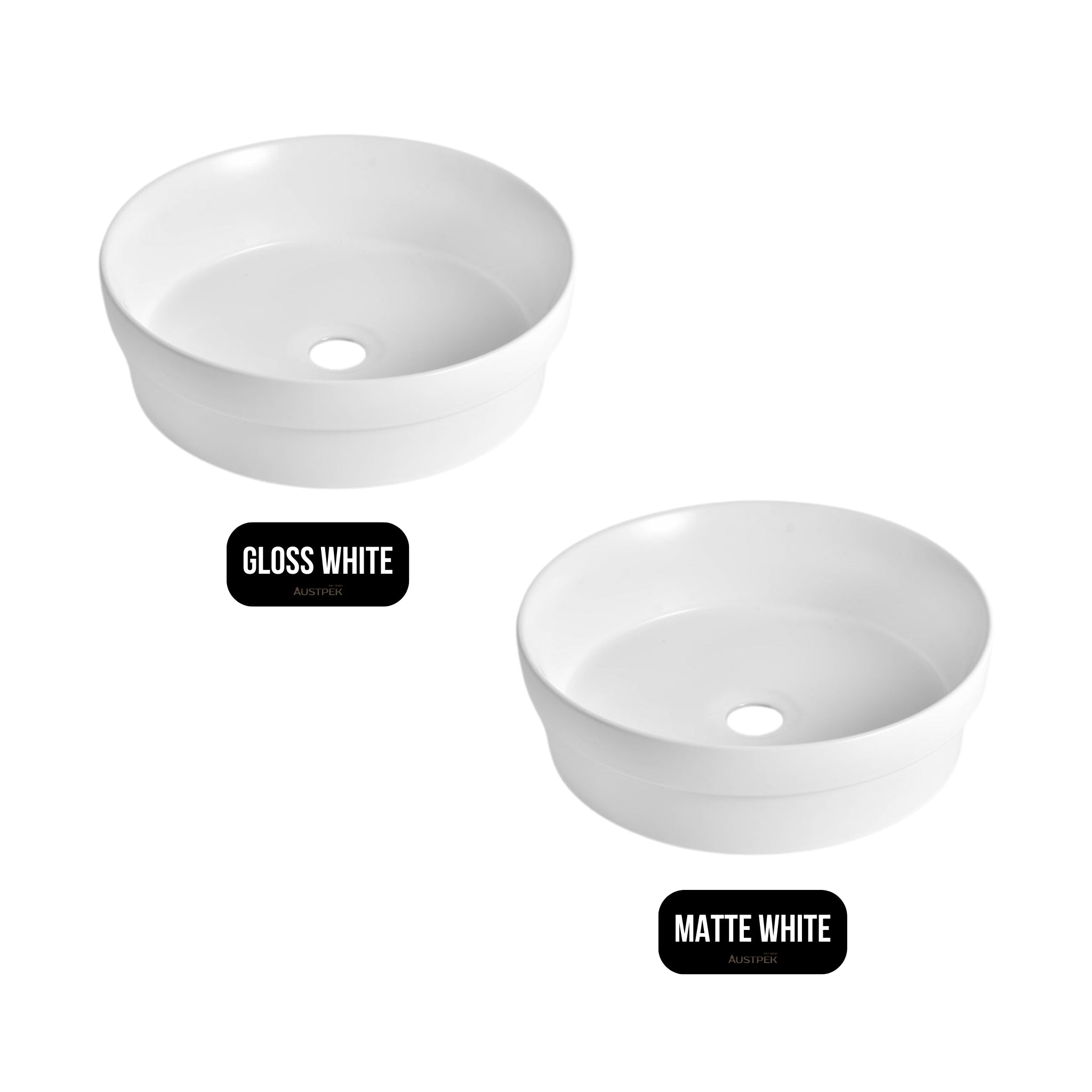 AQUAPERLA CERAMIC ROUND INSERT BASIN GLOSS WHITE 400MM