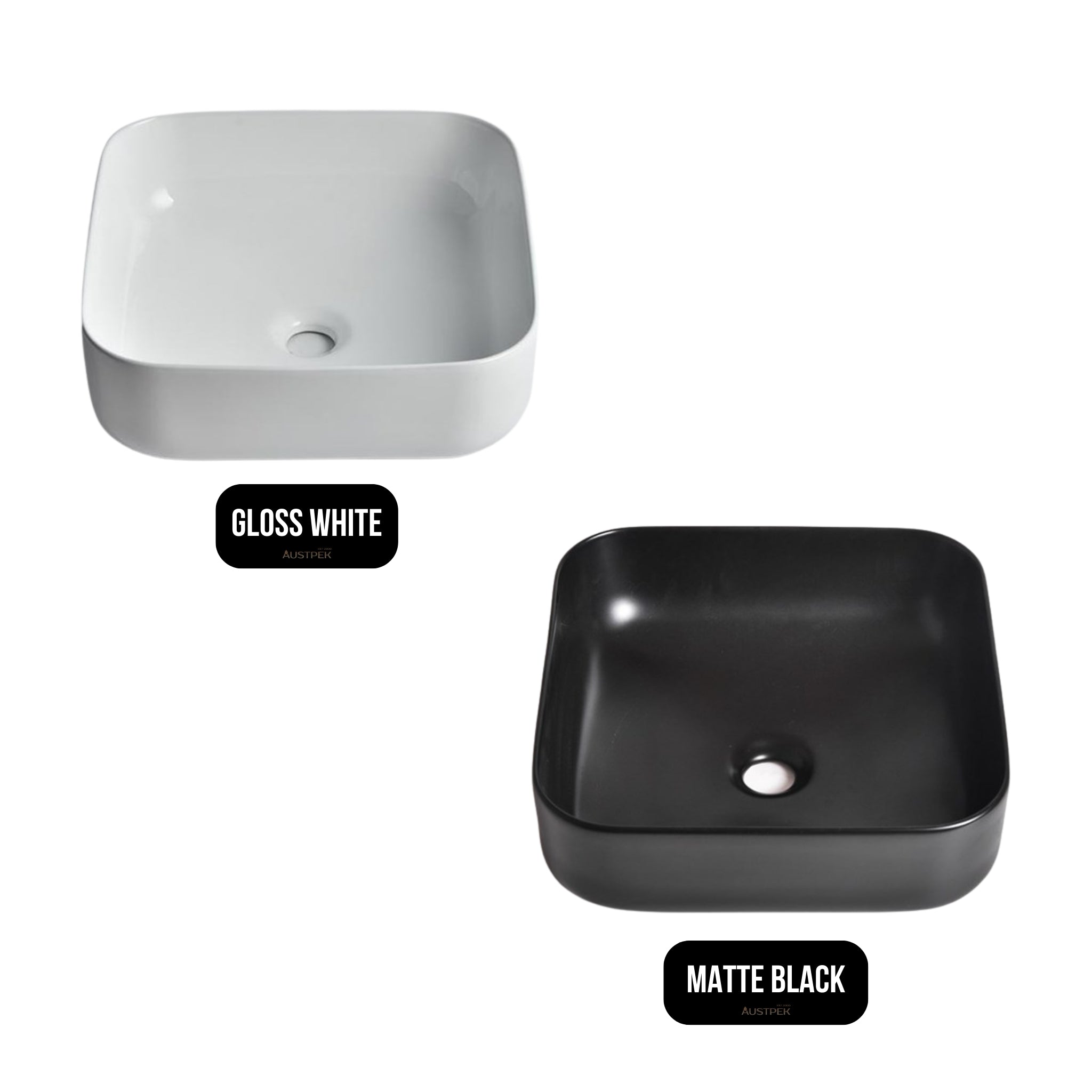 AQUAPERLA CERAMIC SQUARE ABOVE COUNTER BASIN MATTE BLACK 385MM