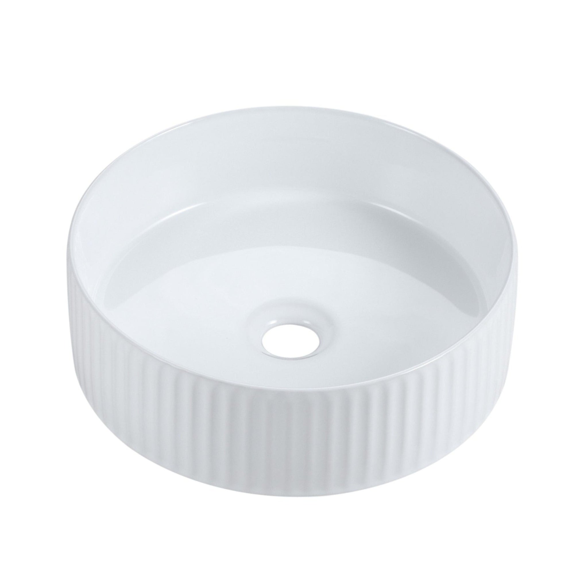 MERCIO CORA FLUTED ROUND ABOVE COUNTER GLOSS WHITE 360MM