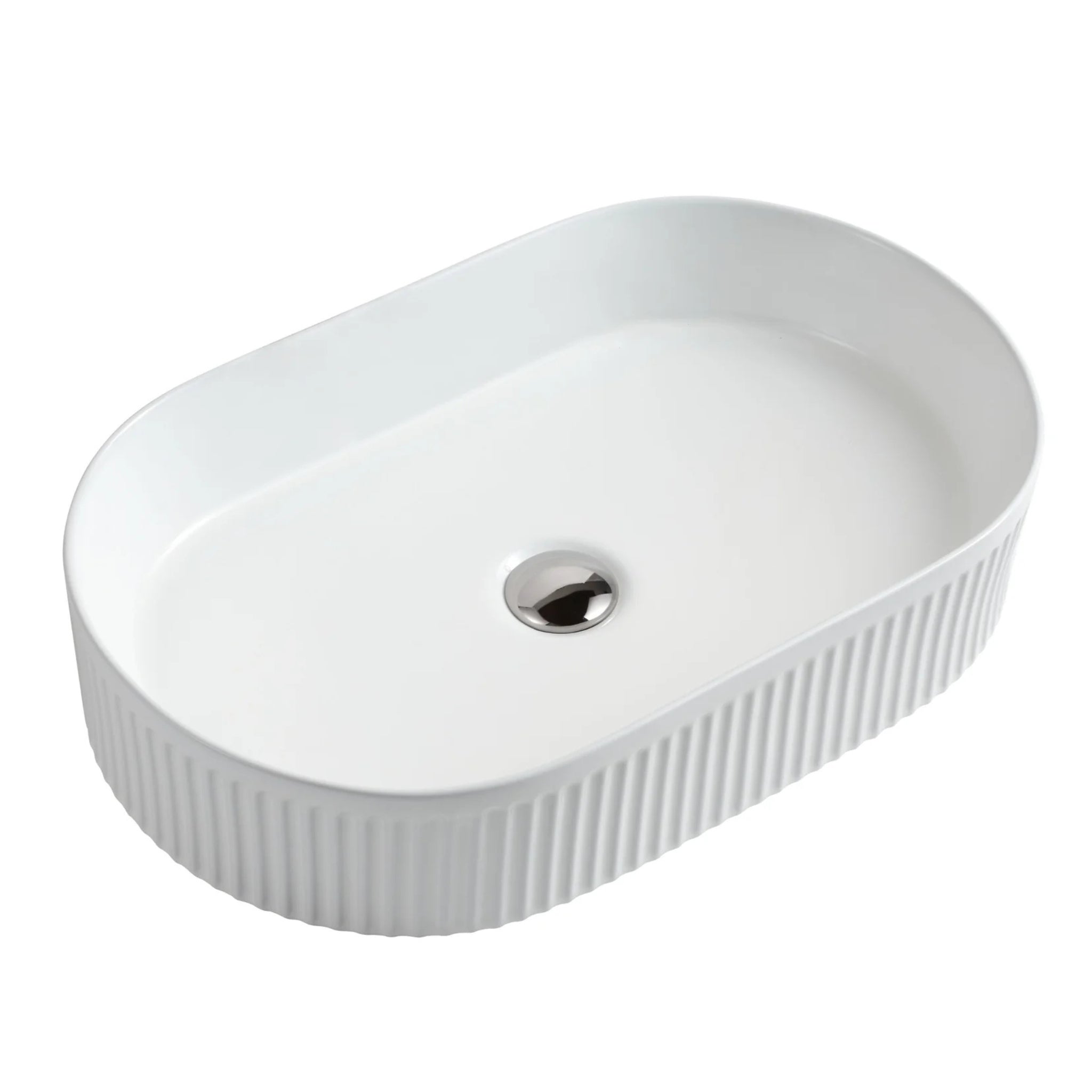 MERCIO CORA FLUTED OVAL ABOVE COUNTER  MATTE WHITE 580MM