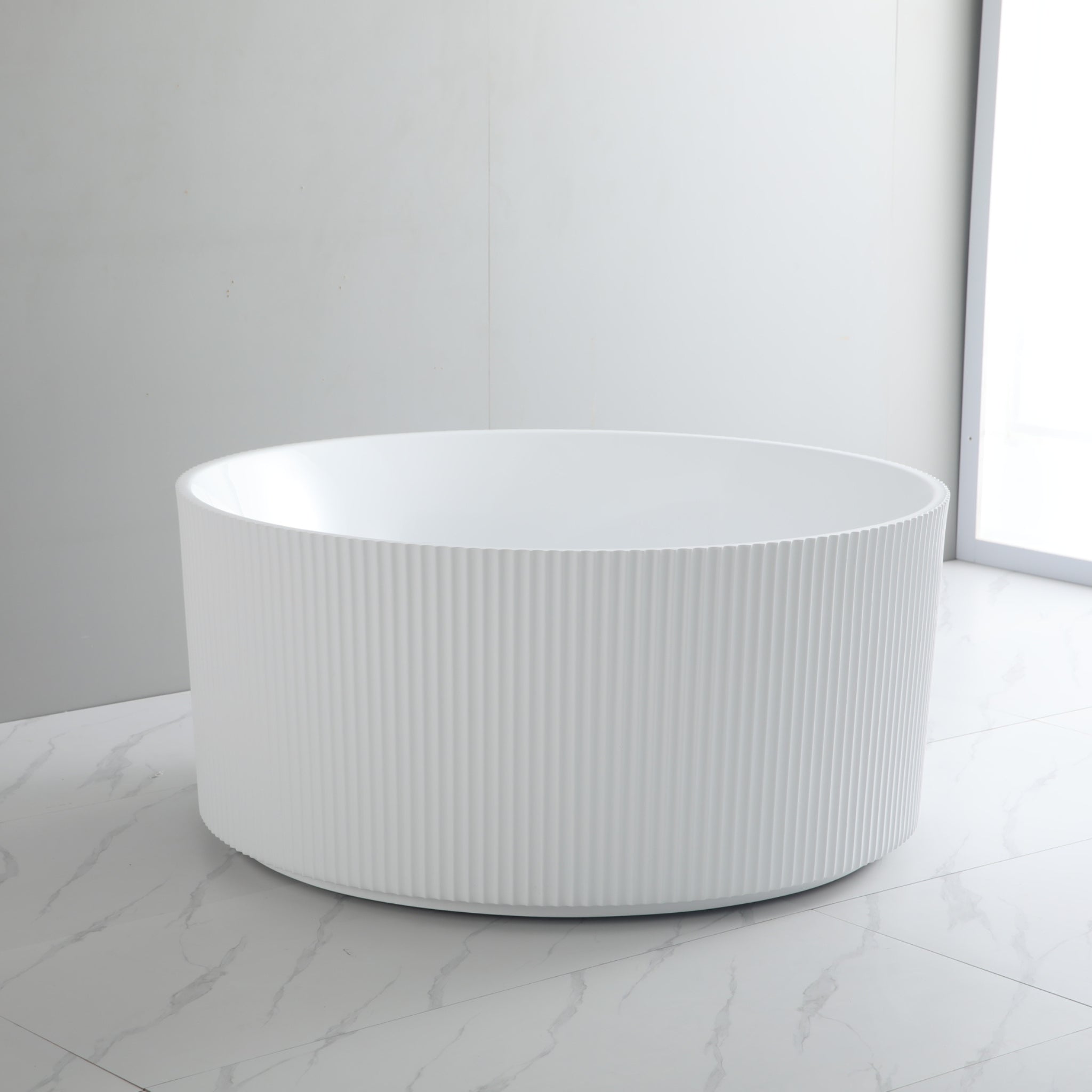 CETO COMO GROOVE FREESTANDING BATHTUB GLOSS WHITE 1280MM