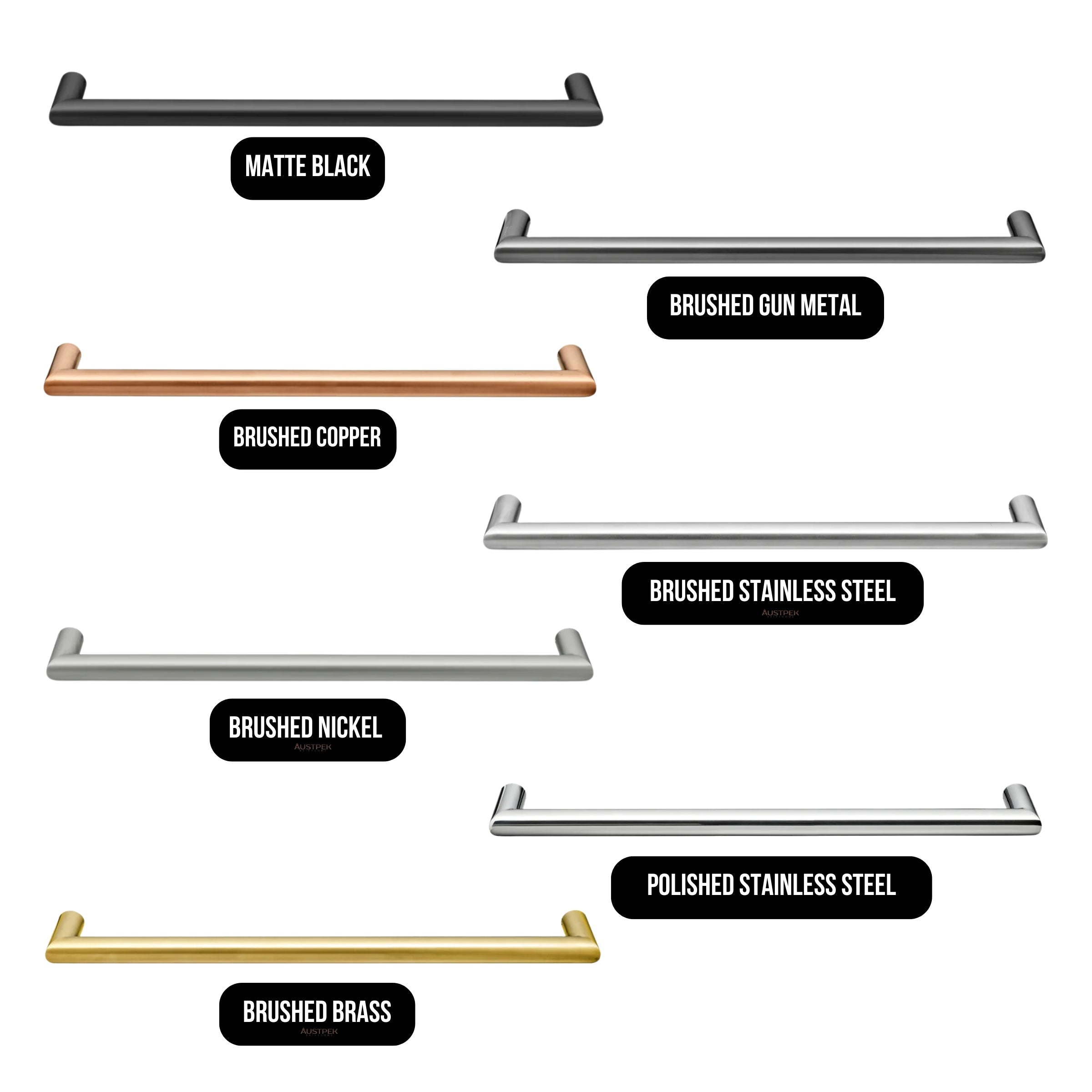 COLDBUSTER HORIZONTAL ROUND HEATED SINGLE TOWEL RAIL BRUSHED STAINLESS STEEL (AVAILABLE IN 450MM, 632MM AND 832MM)