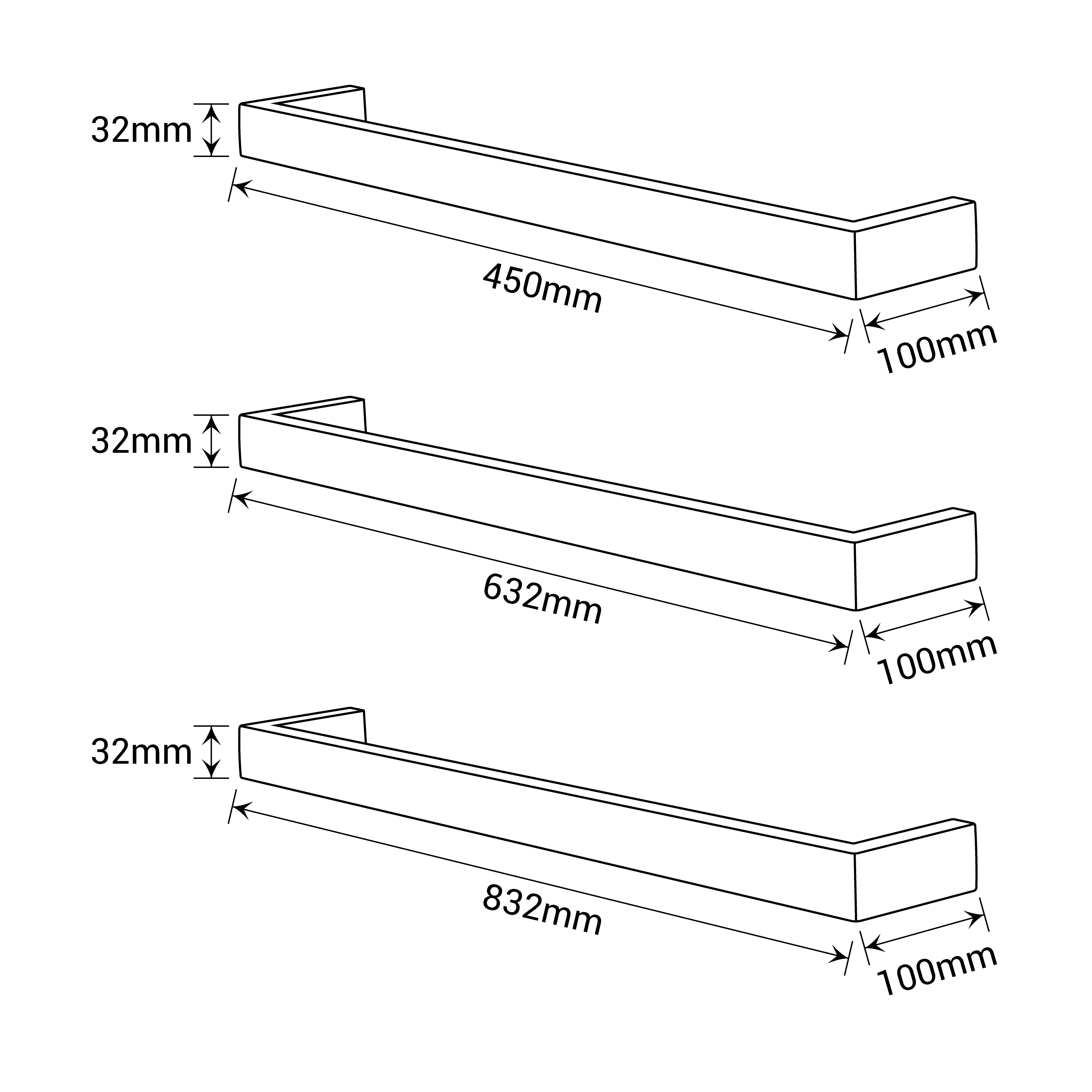 COLDBUSTER HORIZONTAL SQUARE HEATED SINGLE TOWEL RAIL BRUSHED BRASS (AVAILABLE IN 450MM, 632MM AND 832MM)