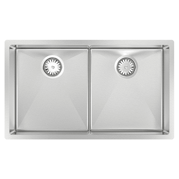 ABEY PIAZZA DOUBLE BOWL KITCHEN SINK STAINLESS STEEL 758MM