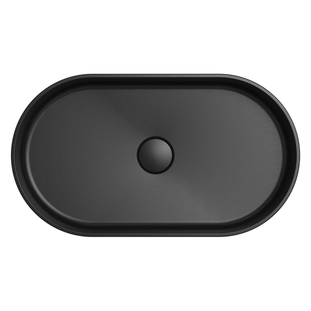 FIENZA MINKA PILL SOLID SURFACE ABOVE COUNTER BASIN MATTE BLACK 550MM