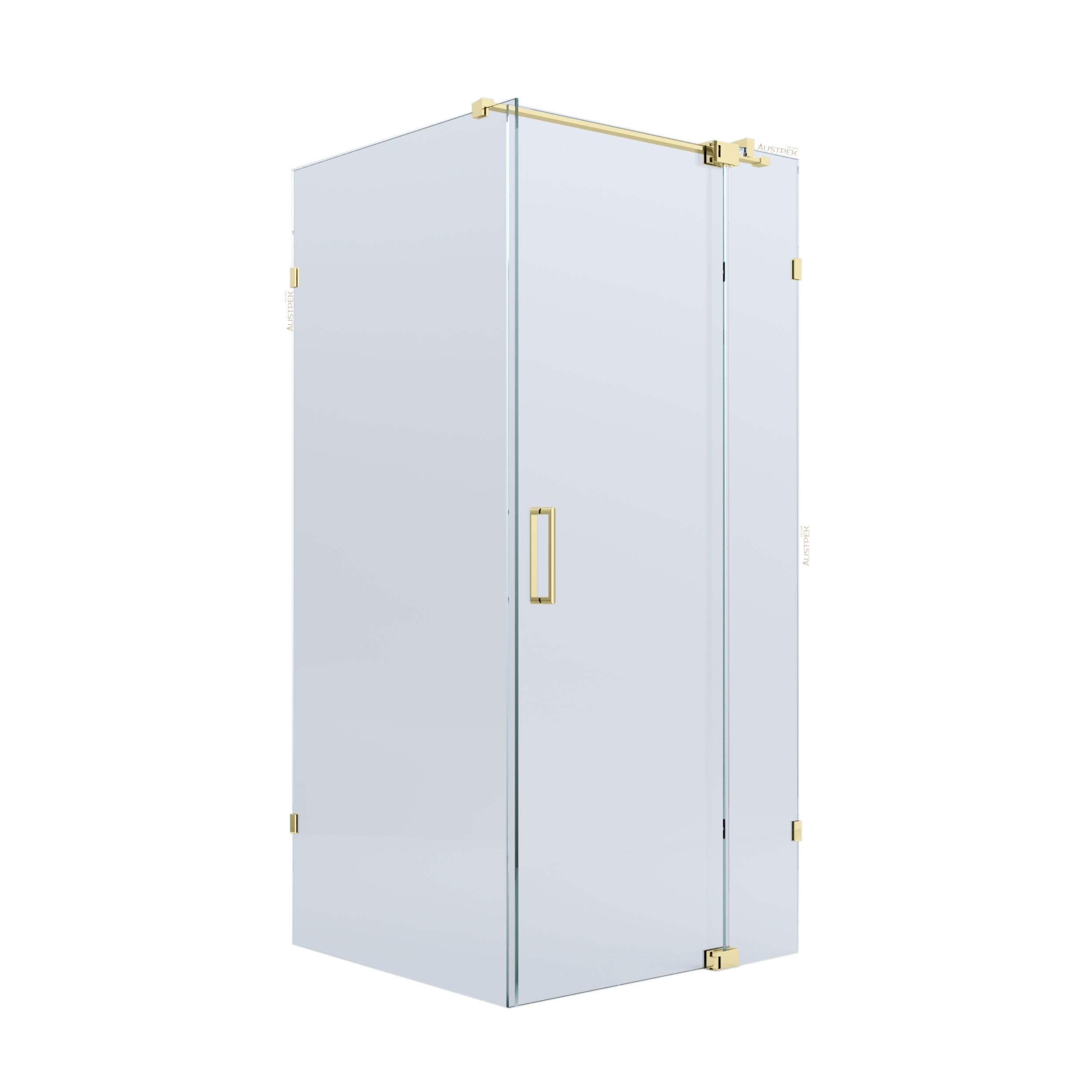 BELLA VISTA KENDRA FRAMELESS OVERLAPPED FRONT AND RETURN PANEL SHOWER SCREEN FRENCH GOLD