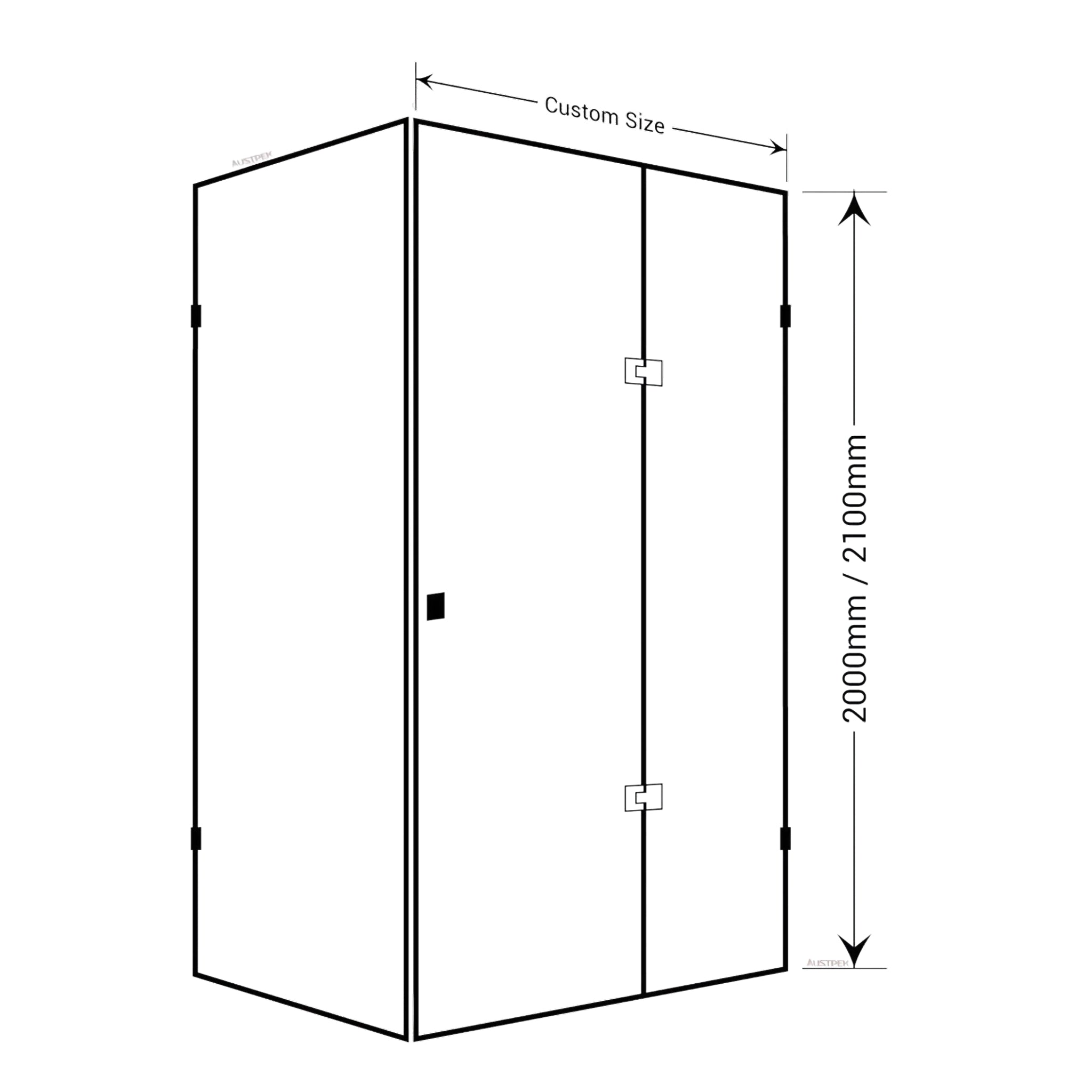 BELLA VISTA VALENTINA FRAMELESS PIVOT FRONT AND RETURN PANEL SHOWER SCREEN GUN METAL