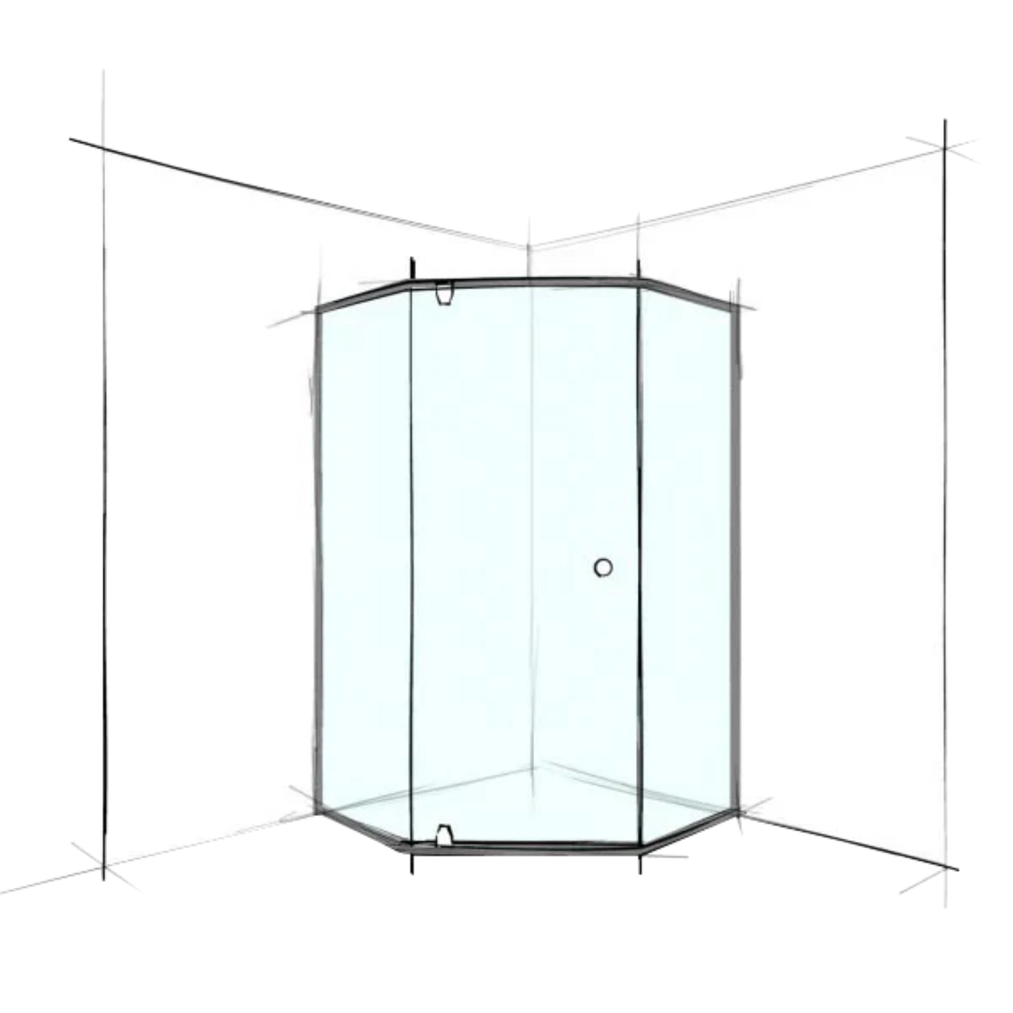 VEROTTI CUSTOM SEMI-FRAMELESS HEX CORNER SET-IN SHOWER SCREEN