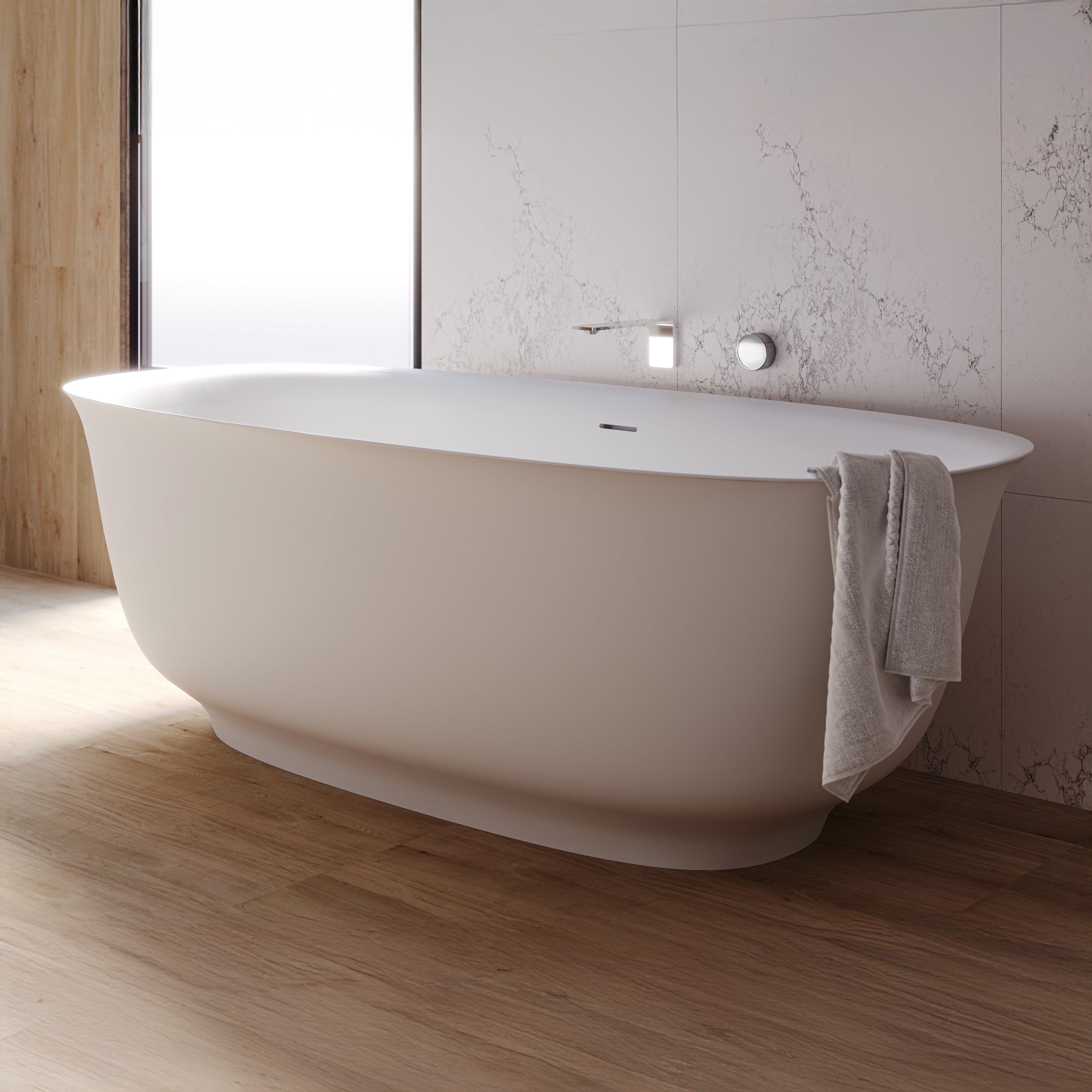 DOMUS LIVING CARIA FREESTANDING BATHTUB WITH OVERFLOW MATTE WHITE 1700MM