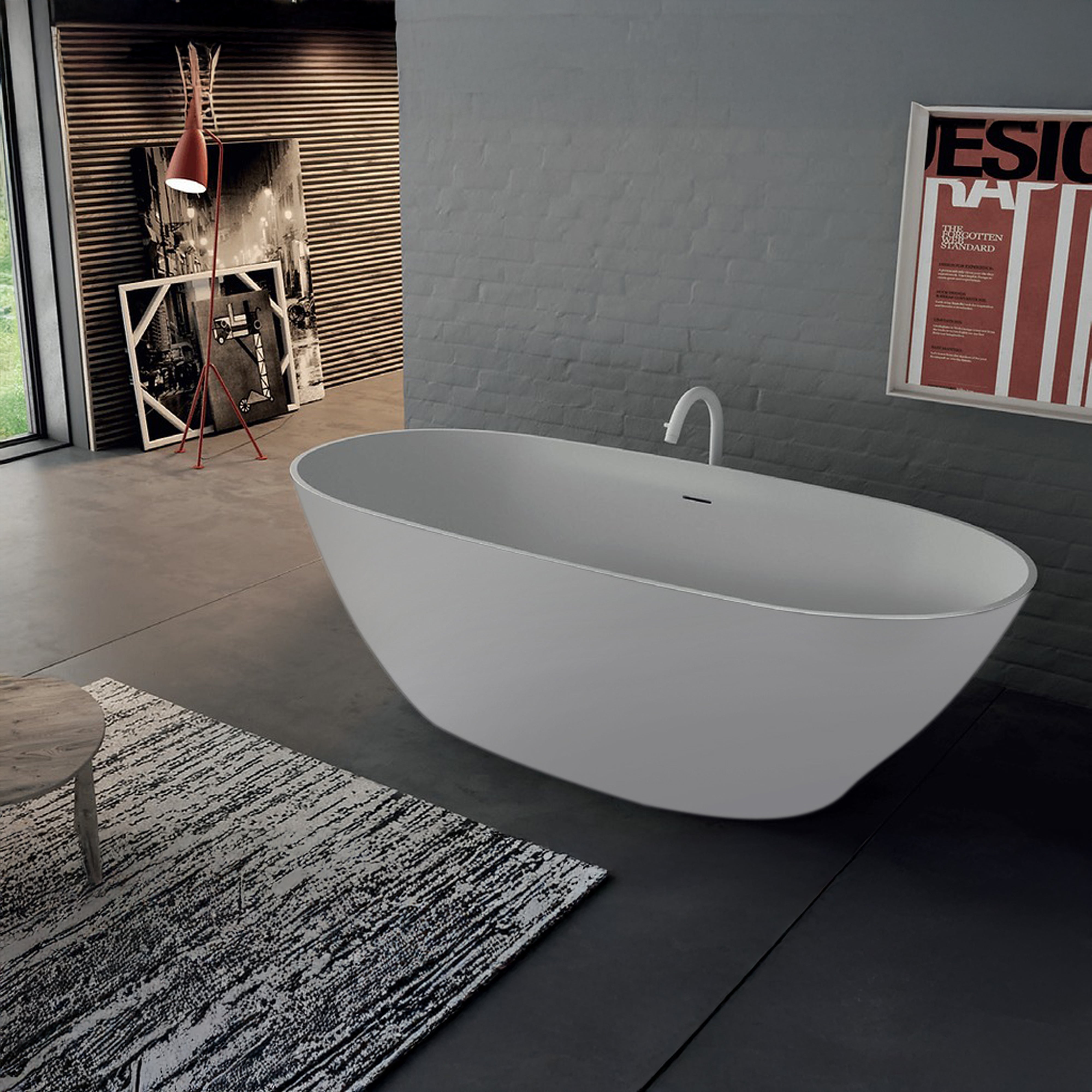 DOMUS LIVING EONA FREESTANDING BATHTUB WITH OVERFLOW MATTE WHITE 1770MM