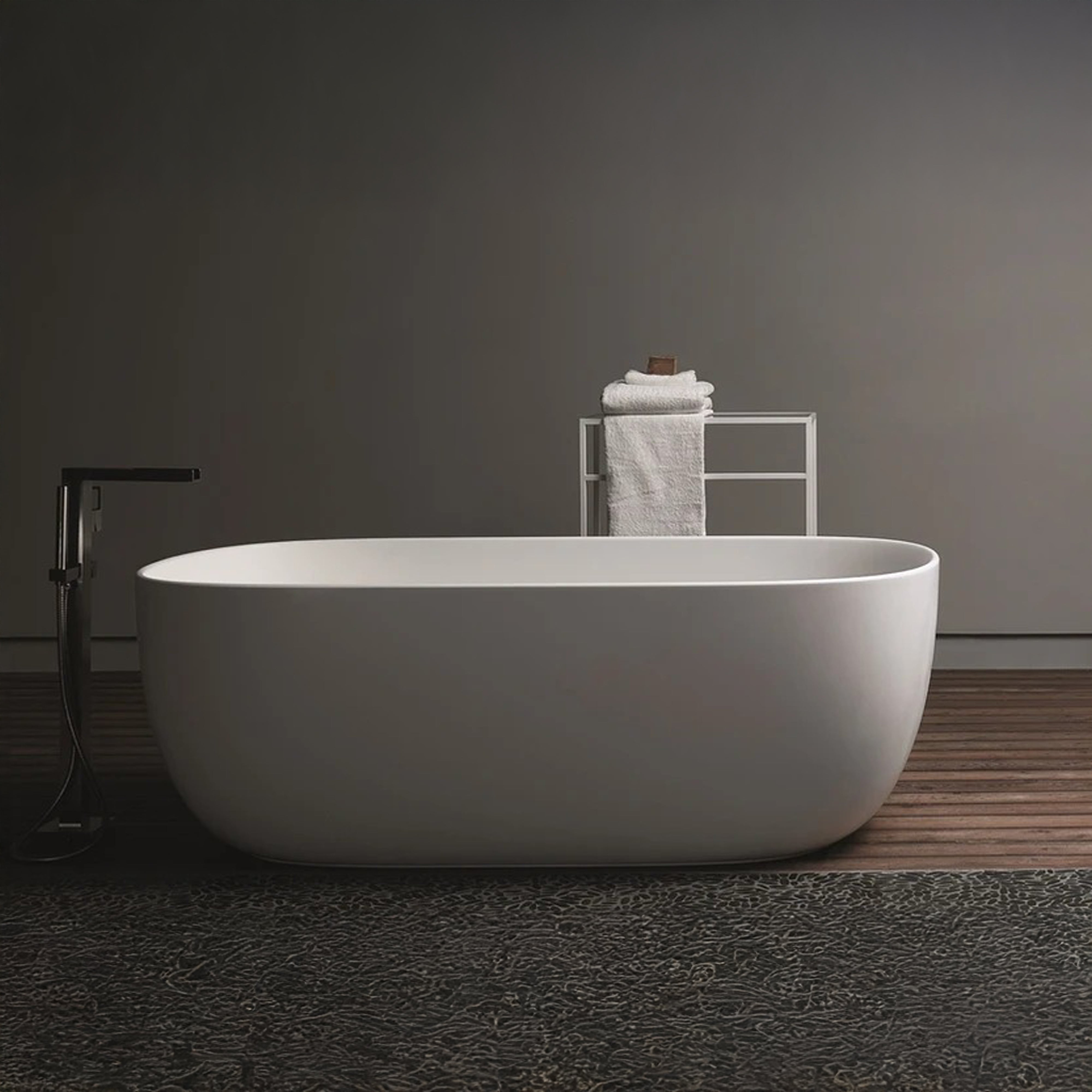 DOMUS LIVING FIUME FREESTANDING BATHTUB WITH OVERFLOW MATTE WHITE 1600MM