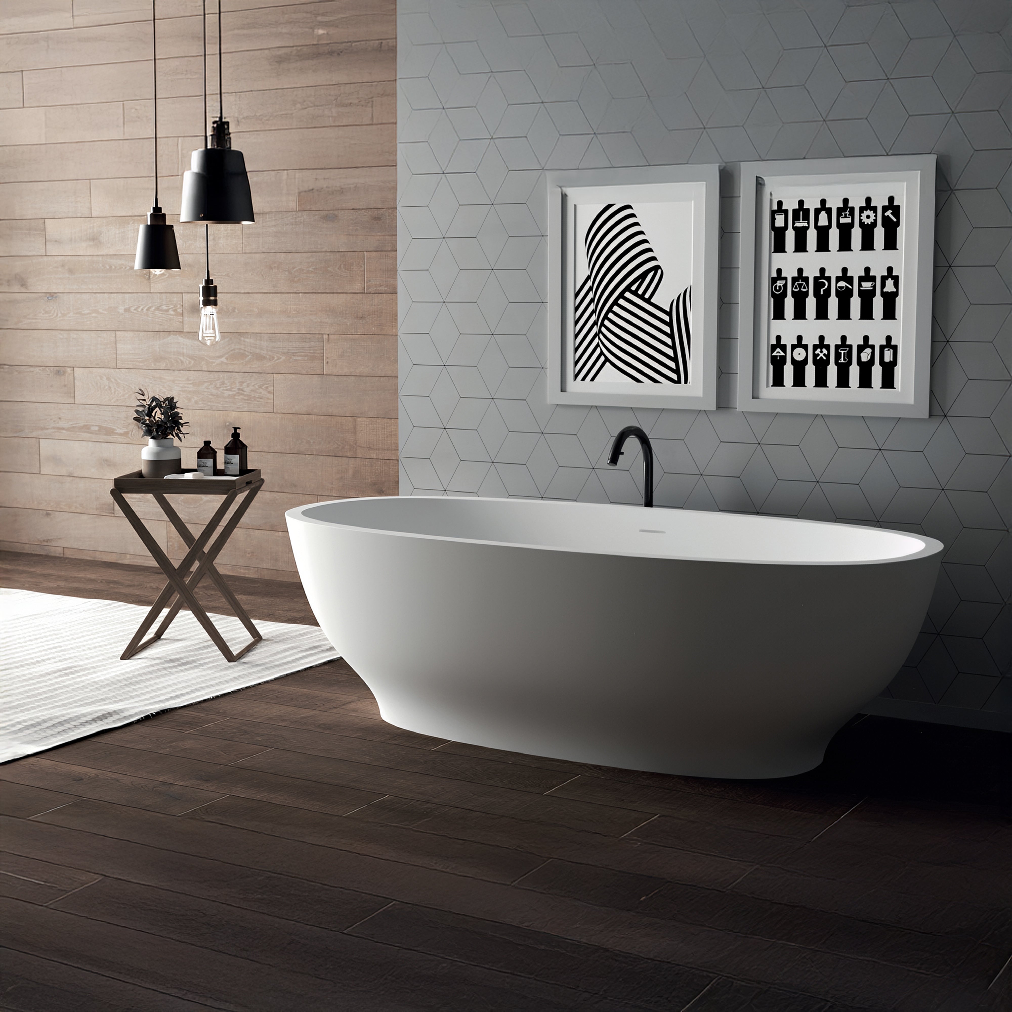 DOMUS LIVING LEMONIA FREESTANDING BATHTUB WITH OVERFLOW MATTE WHITE 1750MM