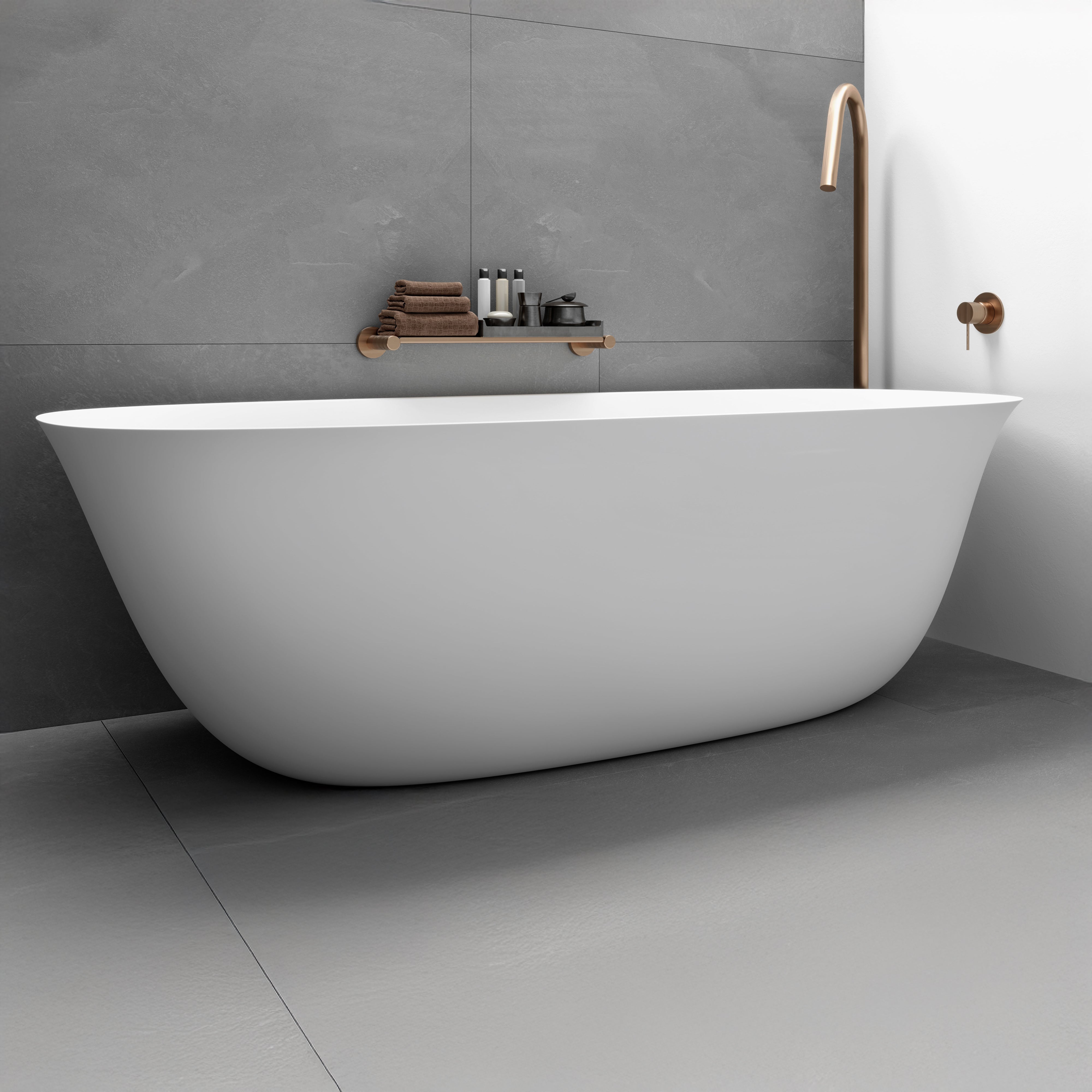 DOMUS LIVING LIVIA FREESTANDING BATHTUB WITH OVERFLOW MATTE WHITE 1650MM